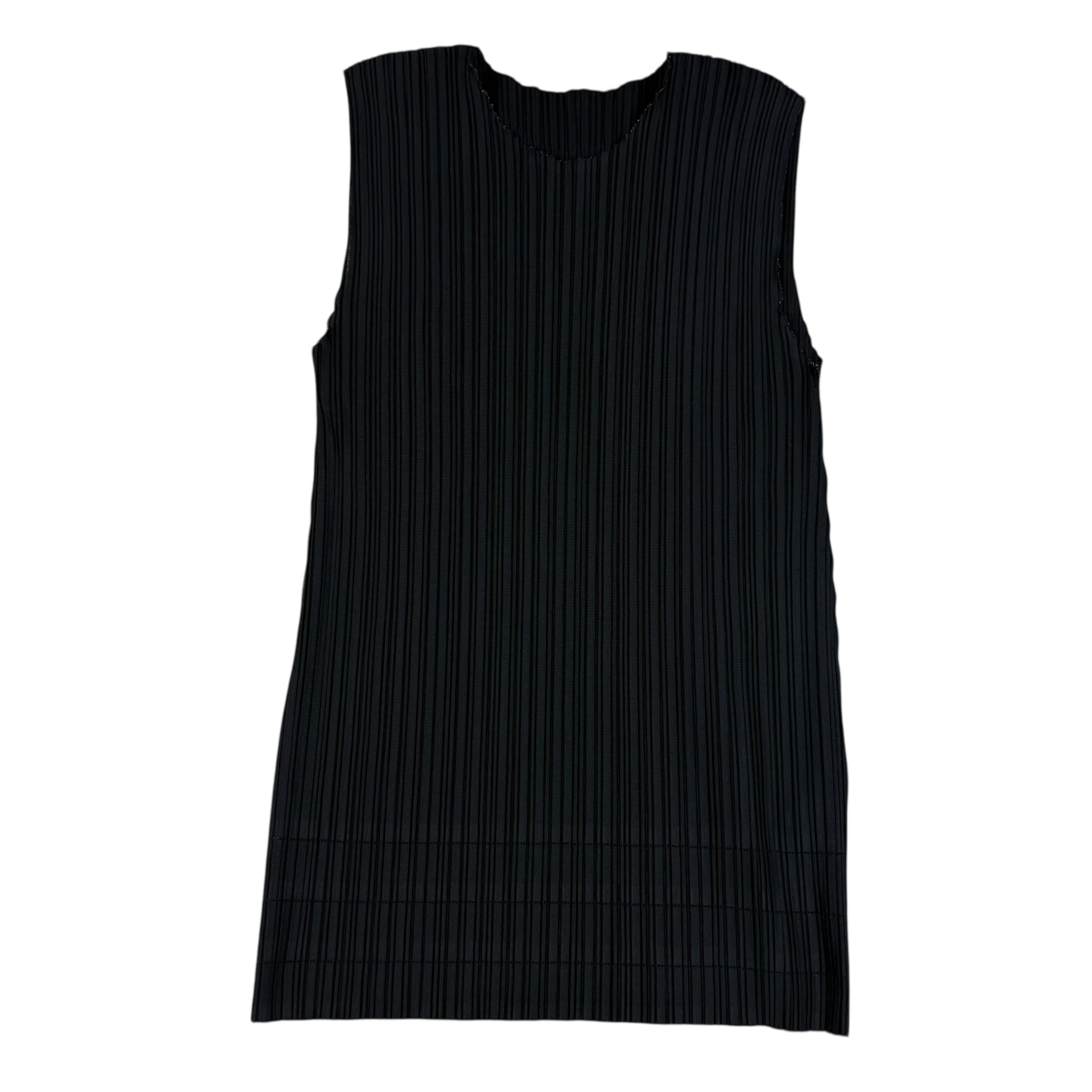 Issey Miyake Pleats Please Sleeveless Top Black (Fits L womens)