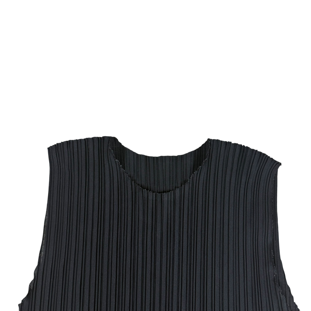 Issey Miyake Pleats Please Sleeveless Top Black (Fits L womens)