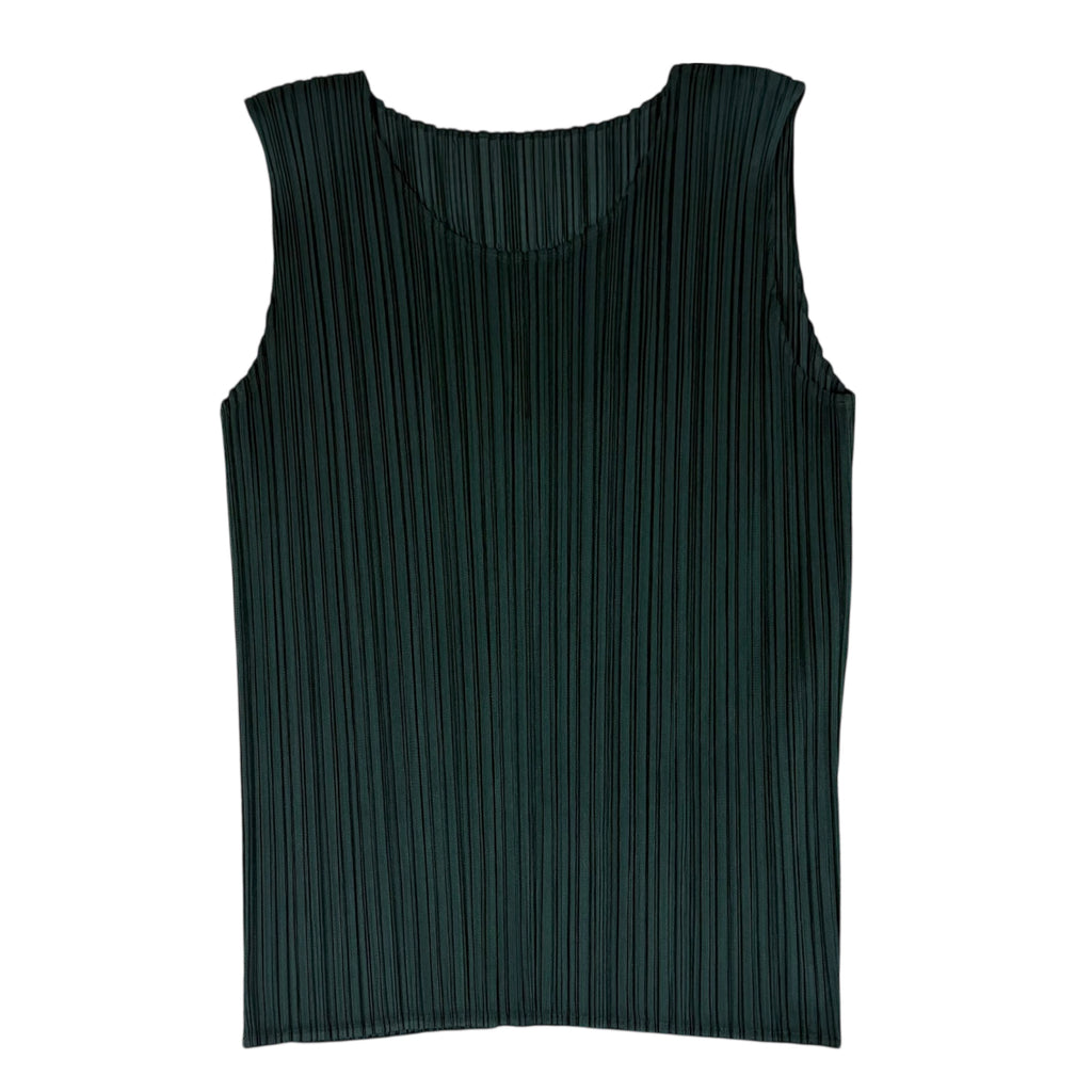 Issey Miyake Pleats Please Sleeveless Top Dark Green (Fits L womens)