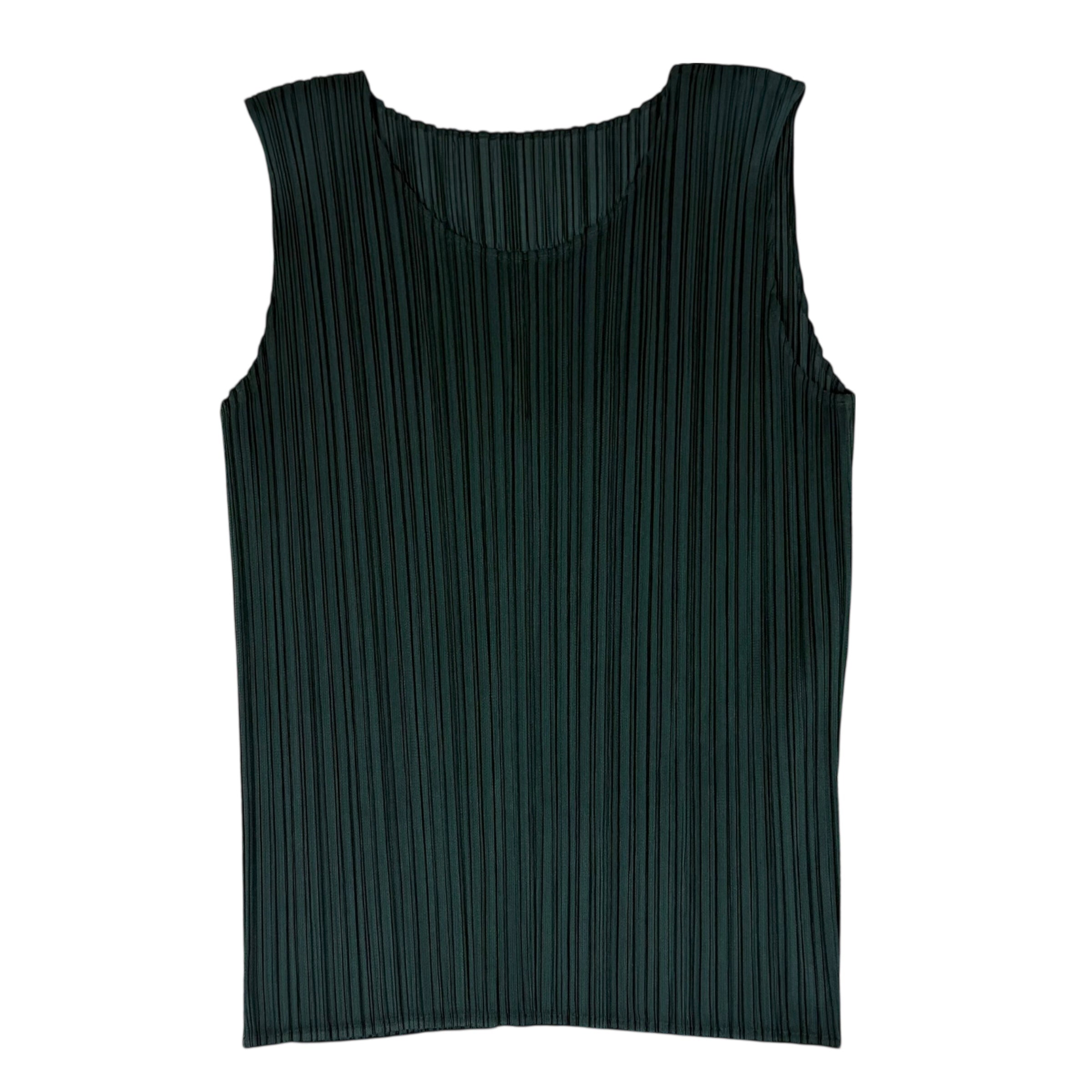 Issey Miyake Pleats Please Sleeveless Top Dark Green (Fits L womens)