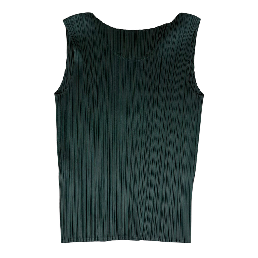 Issey Miyake Pleats Please Sleeveless Top Dark Green (Fits L womens)