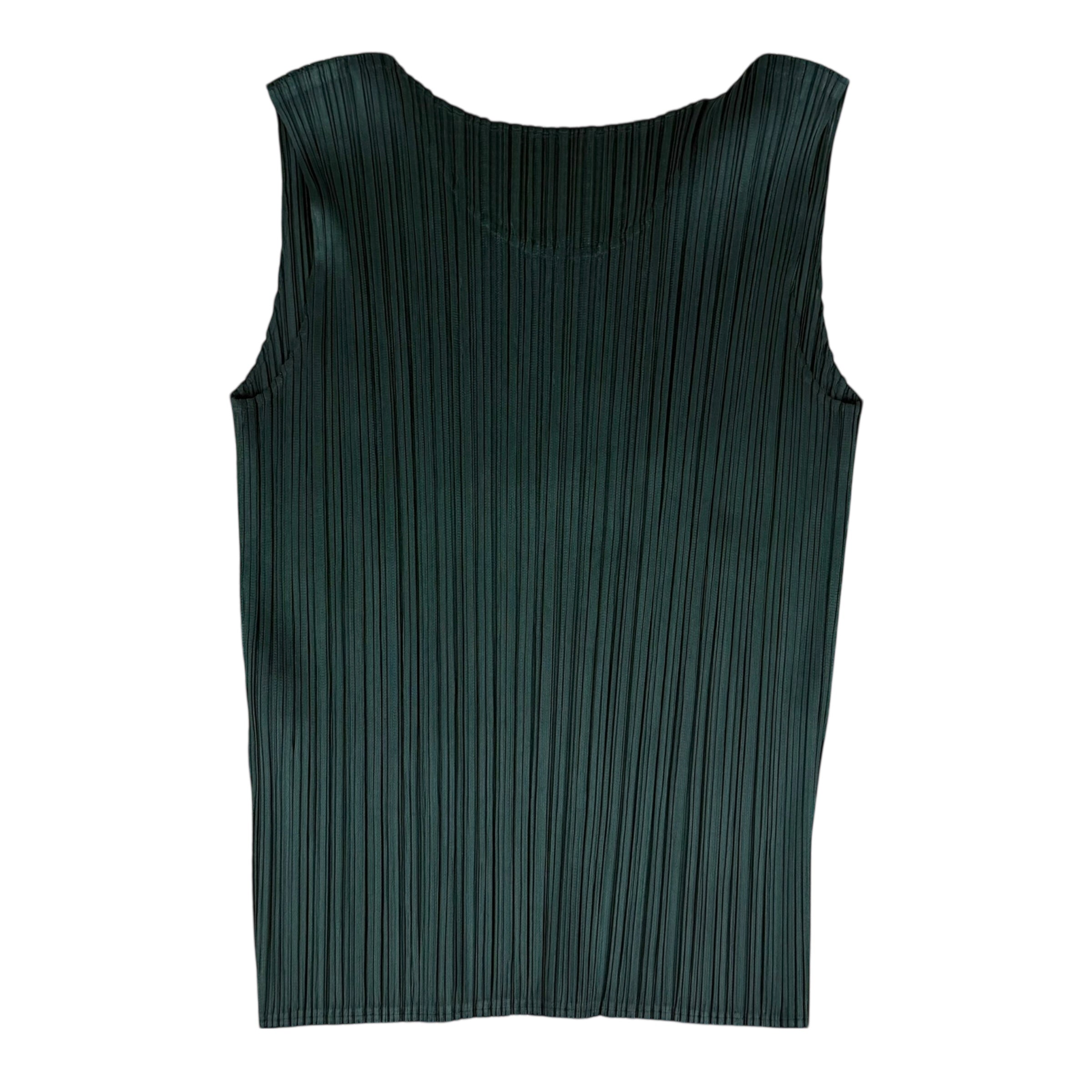 Issey Miyake Pleats Please Sleeveless Top Dark Green (Fits L womens)