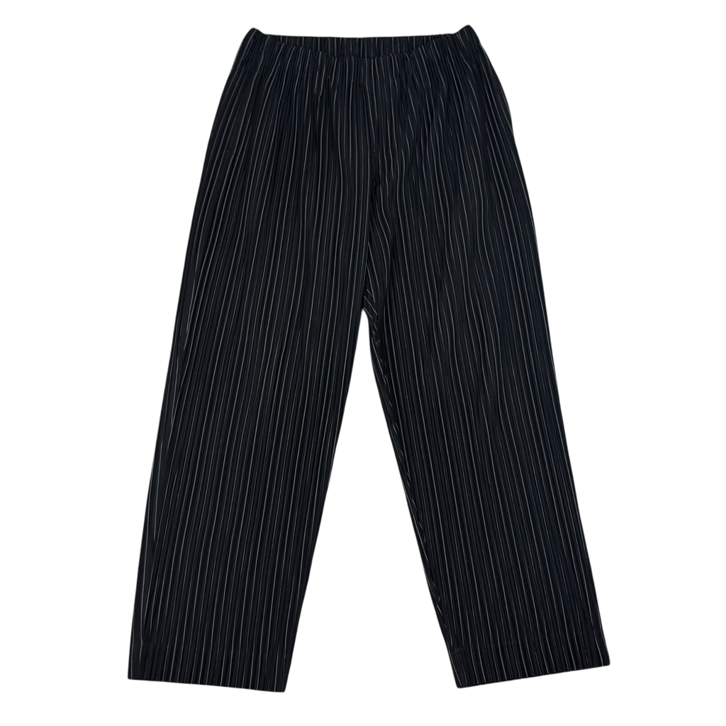 Issey Miyake Homme Plissé Pinstripe Trousers Black (Fits M-L)
