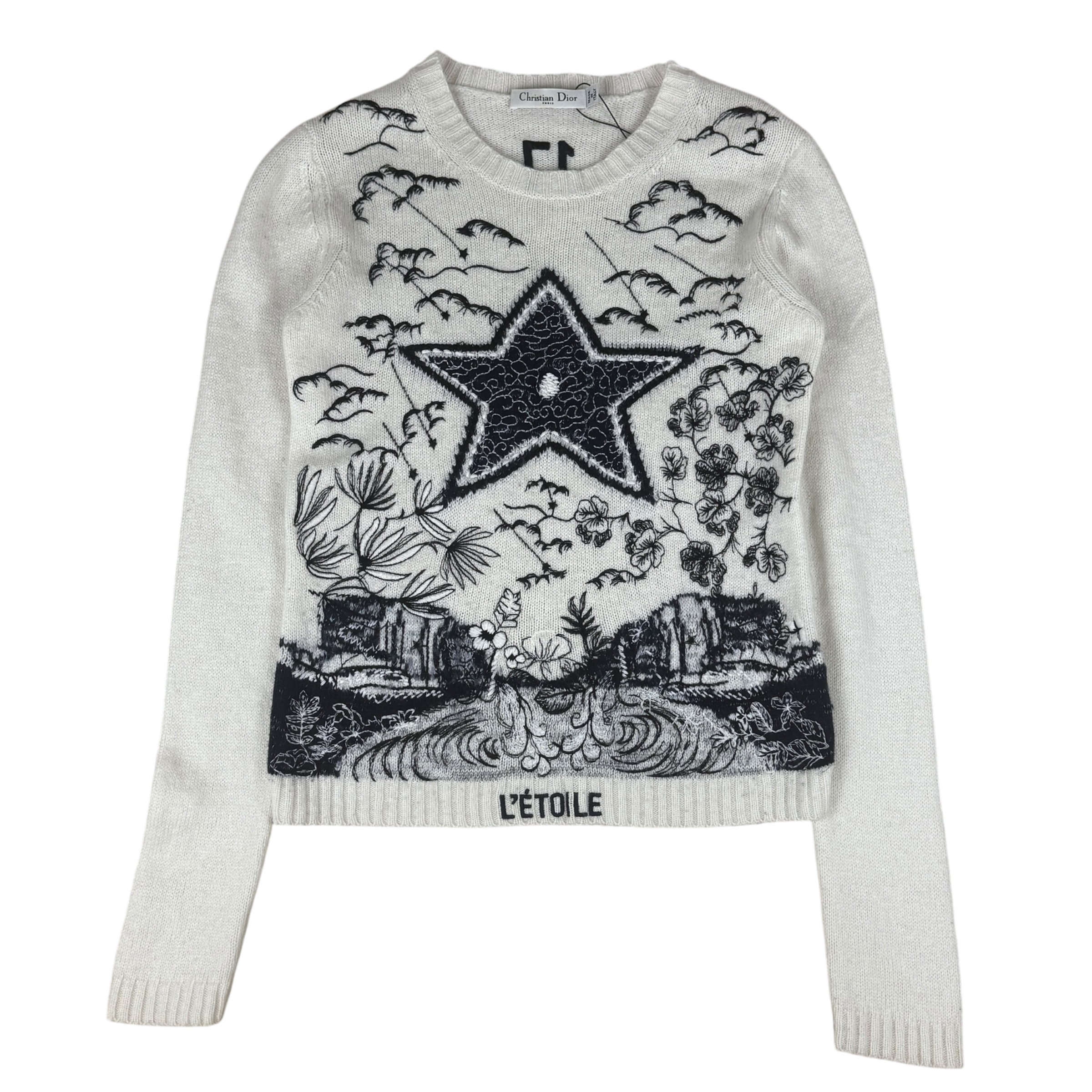 Christian Dior Cashmere Silk Blend Embroidered Knit Jumper (Size 36)