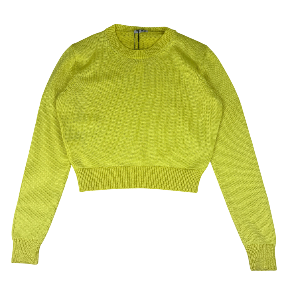 Miu Miu Yellow Sparkly Cropped Knit (Size 40)