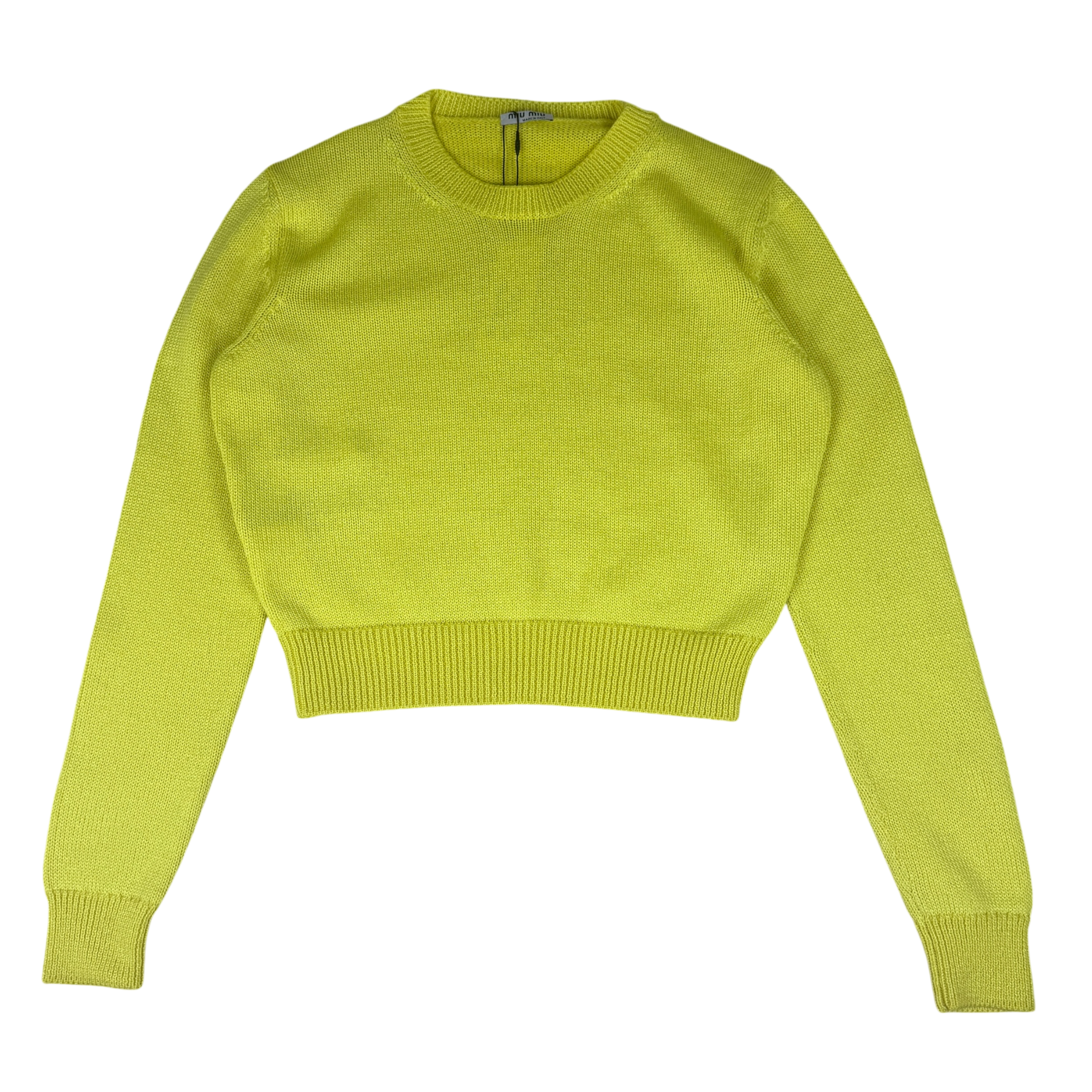 Miu Miu Yellow Sparkly Cropped Knit (Size 40)