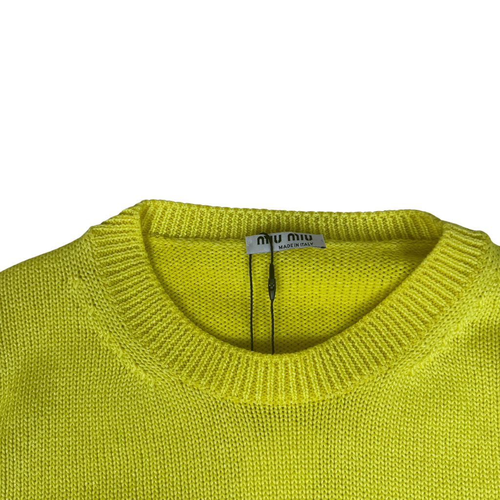 Miu Miu Yellow Sparkly Cropped Knit (Size 40)