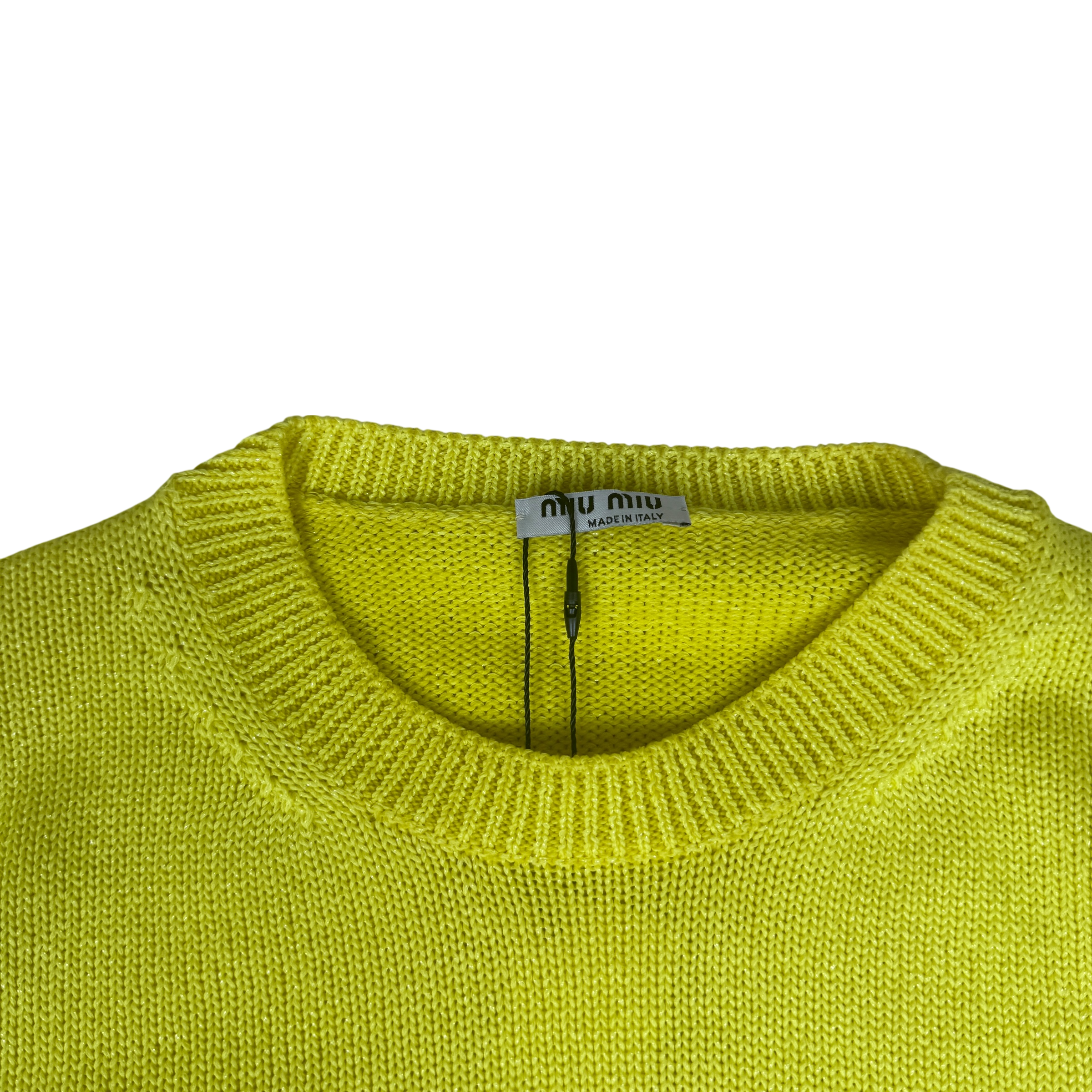 Miu Miu Yellow Sparkly Cropped Knit (Size 40)