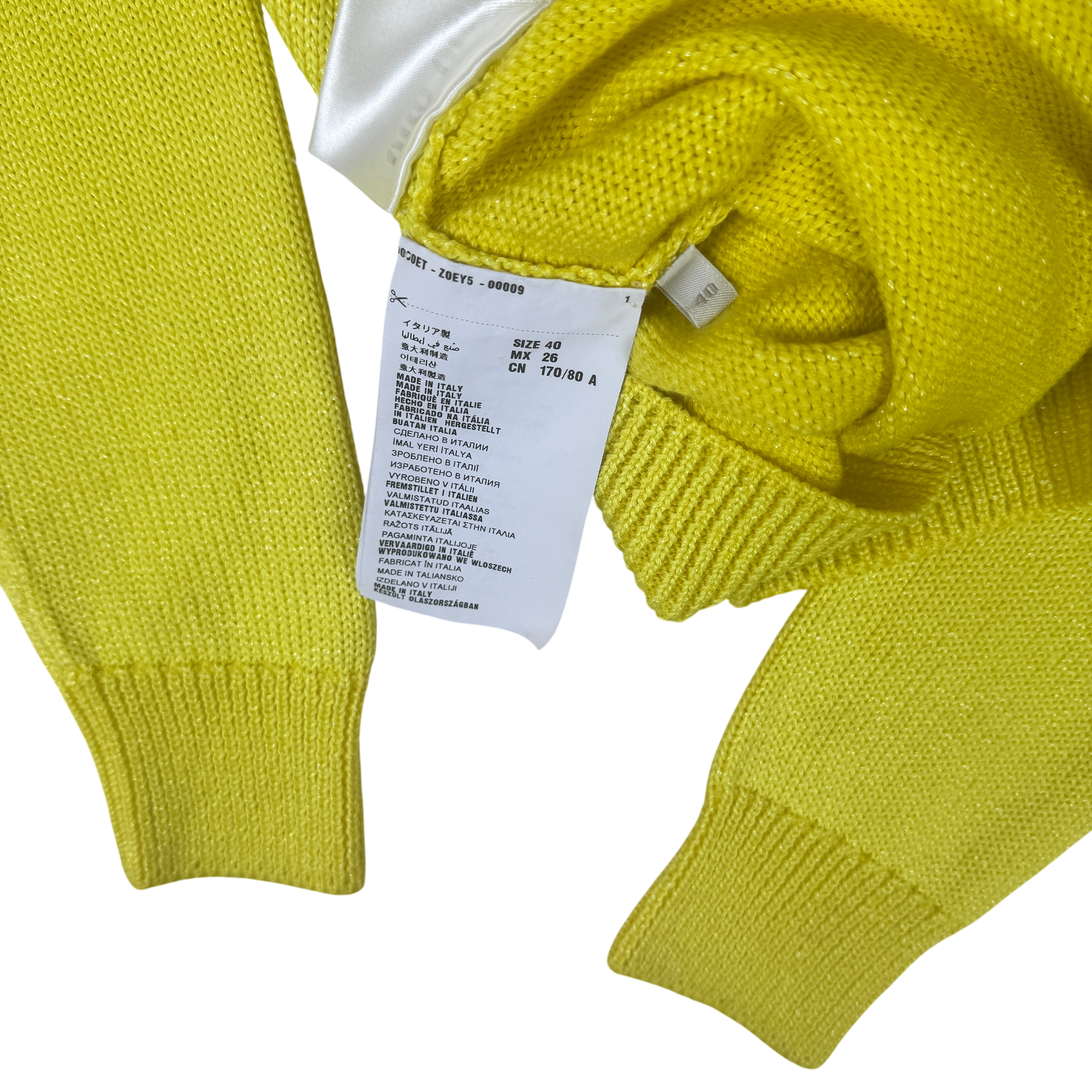 Miu Miu Yellow Sparkly Cropped Knit (Size 40)