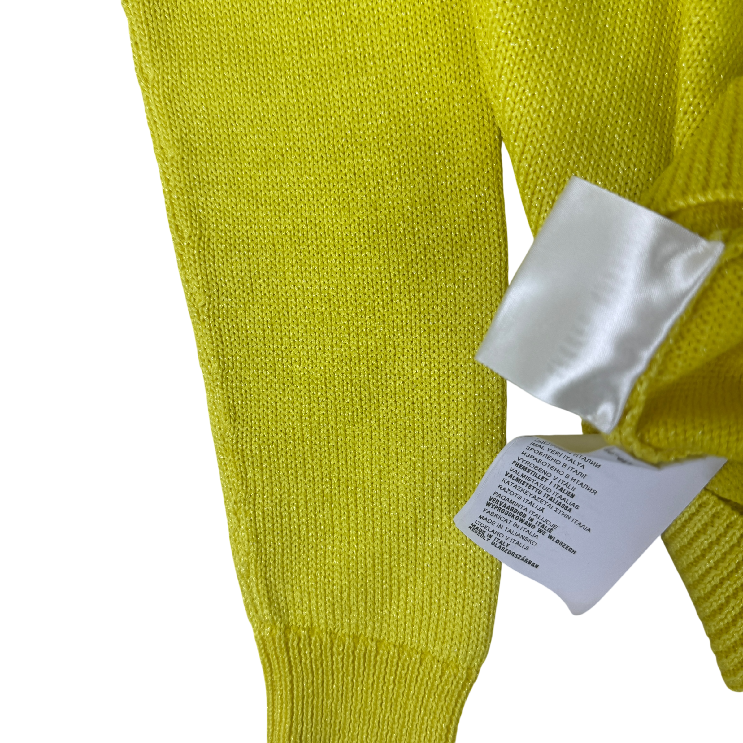 Miu Miu Yellow Sparkly Cropped Knit (Size 40)