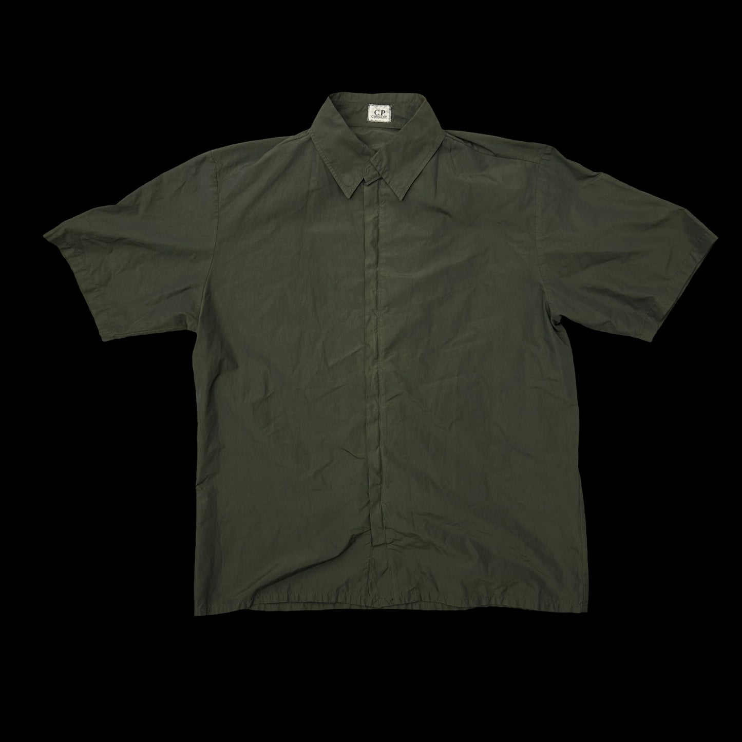 C.P. Company Ripstop Zip-Up Short Sleeve Shirt Khaki Green (Fits L)