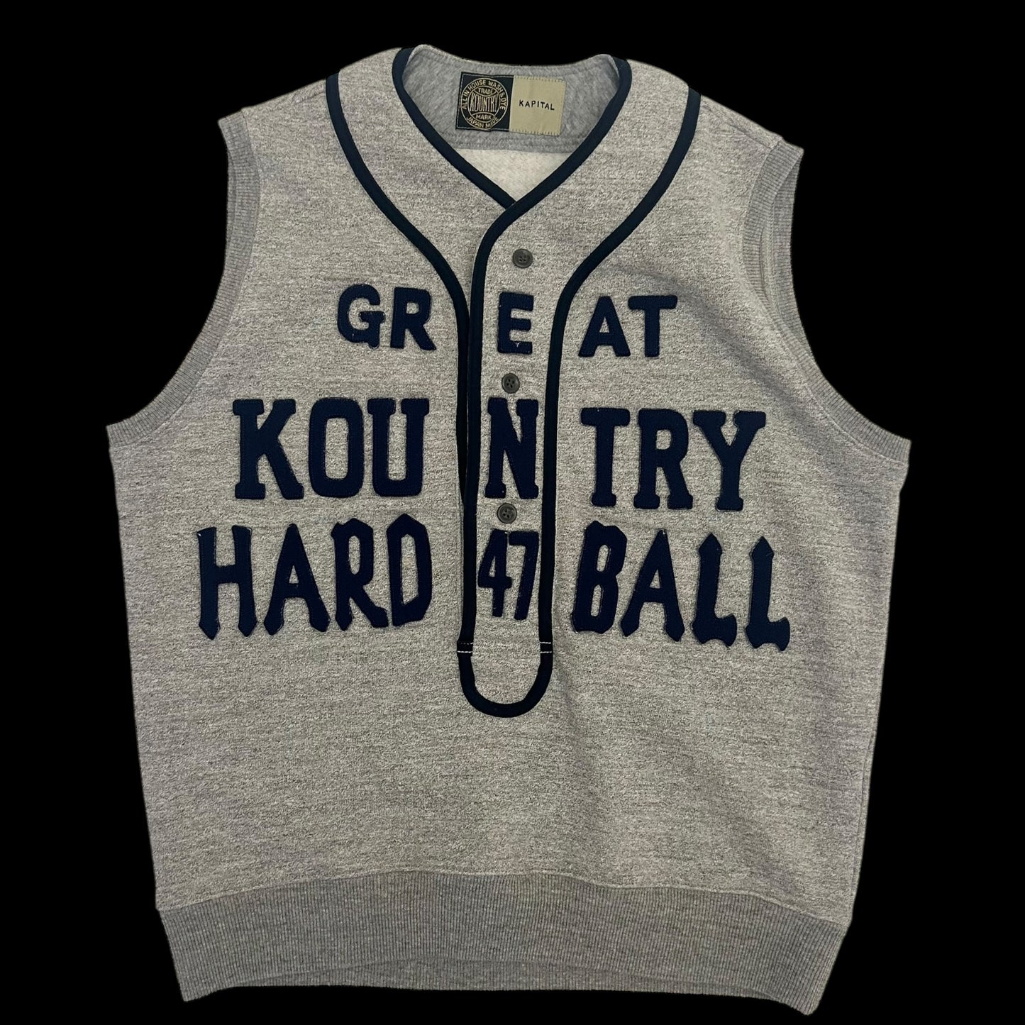 Kapital Kountry Jersey Knitted Hard 47 Ball Vest Grey