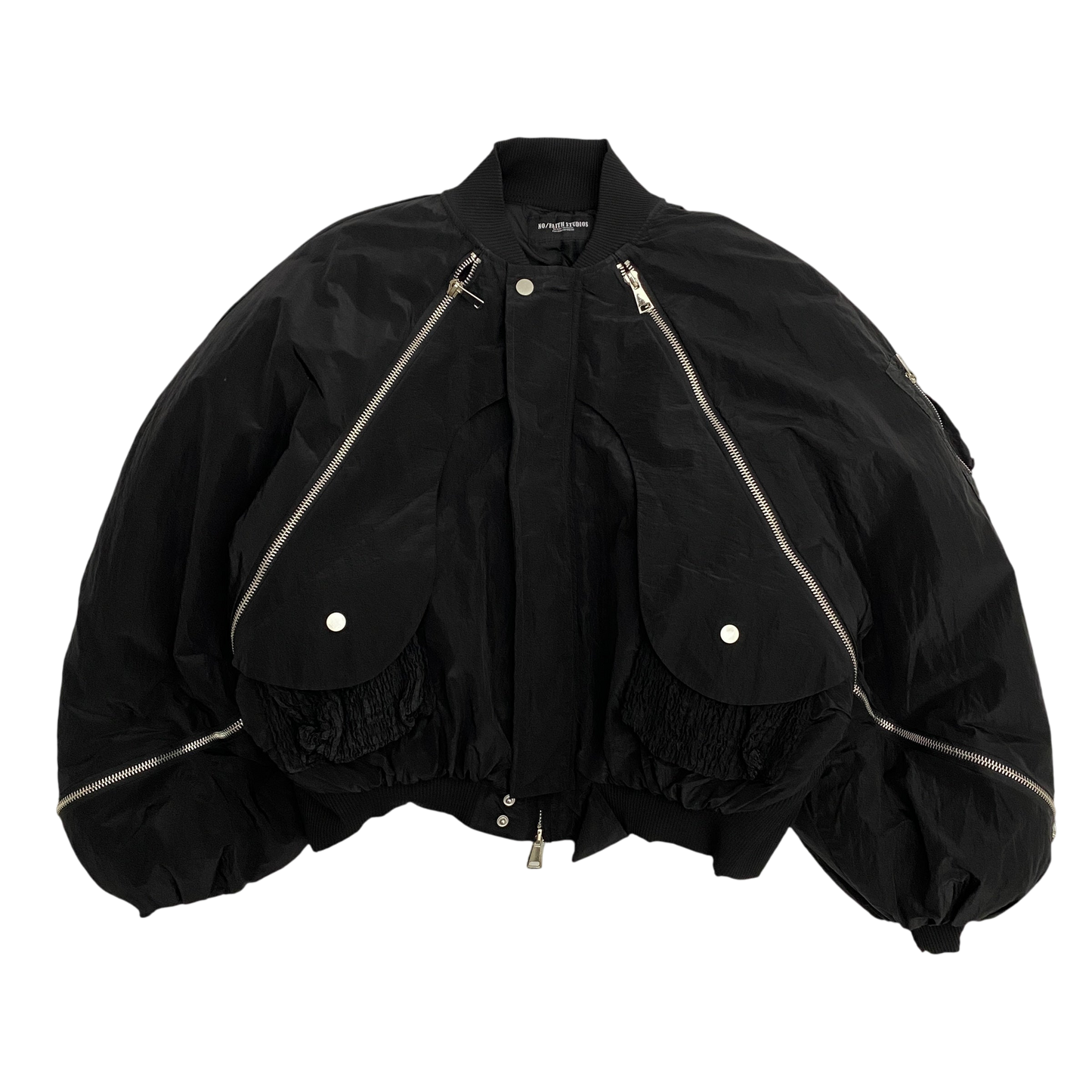 NO/FAITH Studios Multi-Zip Bomber Jacket Black (Fits L-XL)