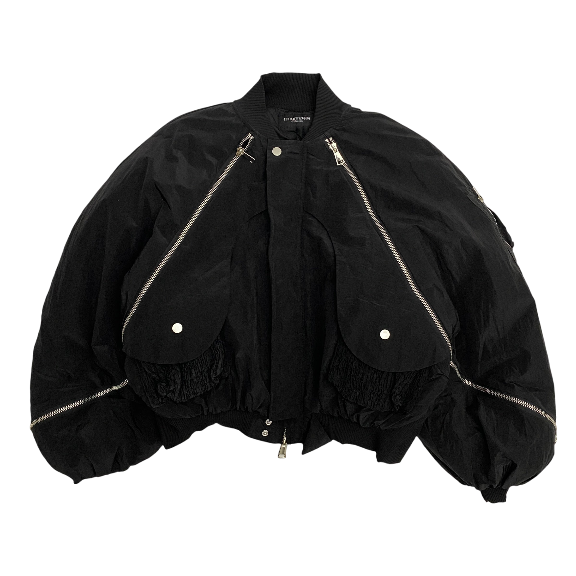 NO/FAITH Studios Multi-Zip Bomber Jacket Black (Fits L-XL)
