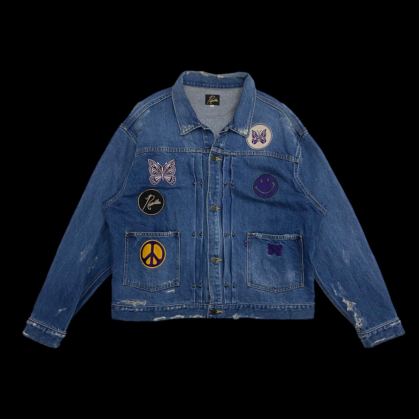 Needles Mixed-Patches Denim Jacket Indigo (Size L)