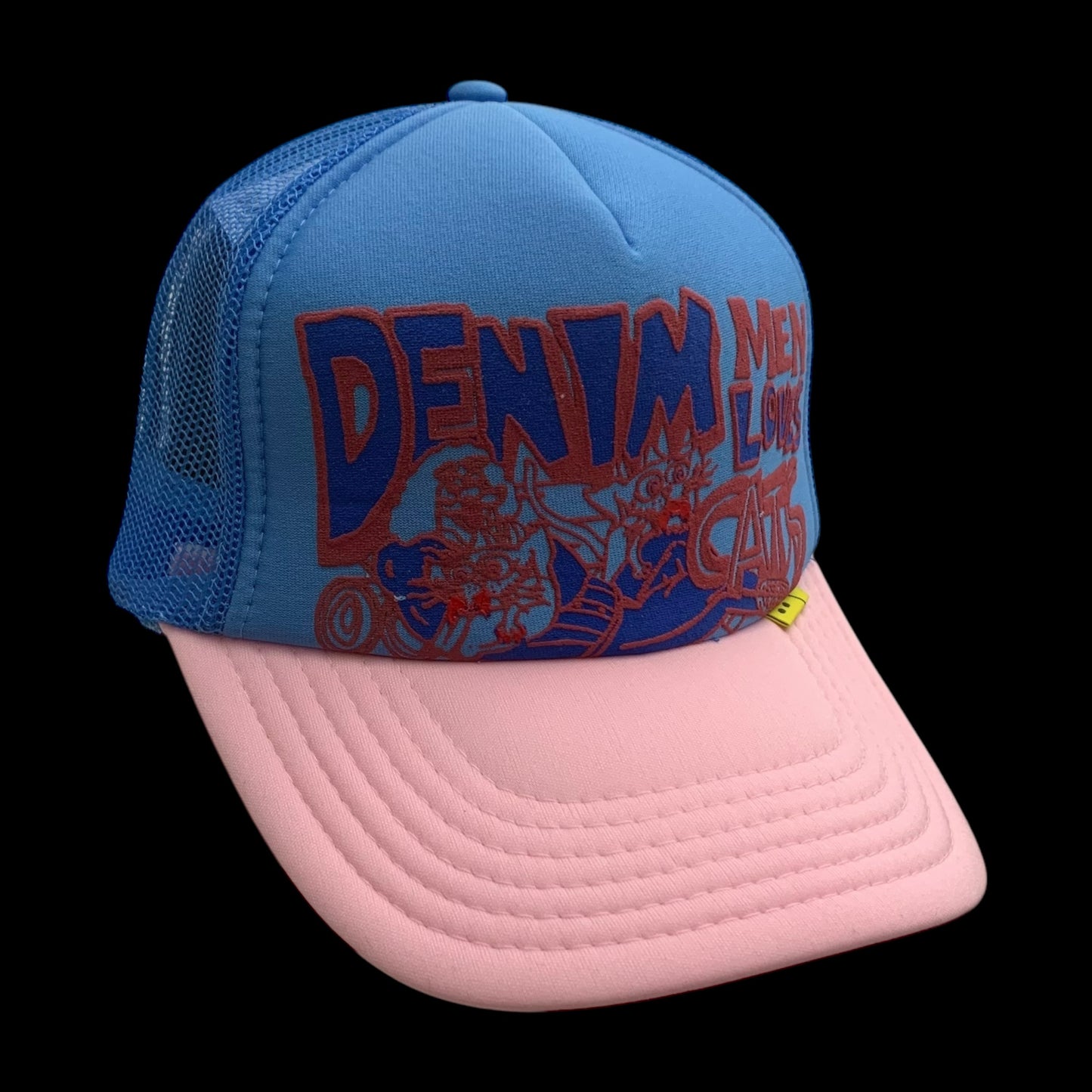 Kapital ‘Denim Men Loves Cats' Trucker Cap Blue/Pink