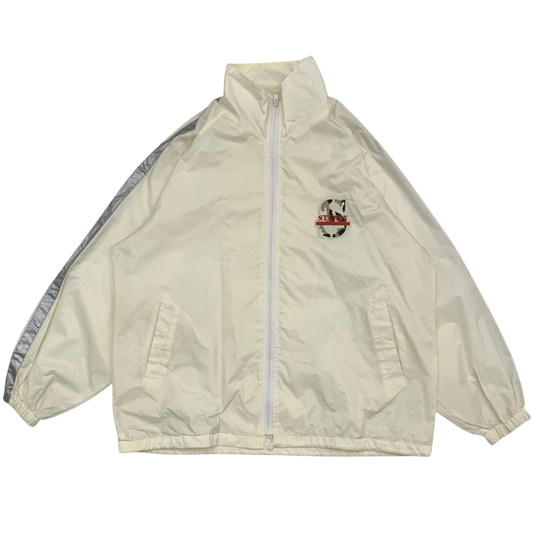 Stussy Vintage 90s Track Globe Reflective Windbreaker White (Made in USA) (Size L)