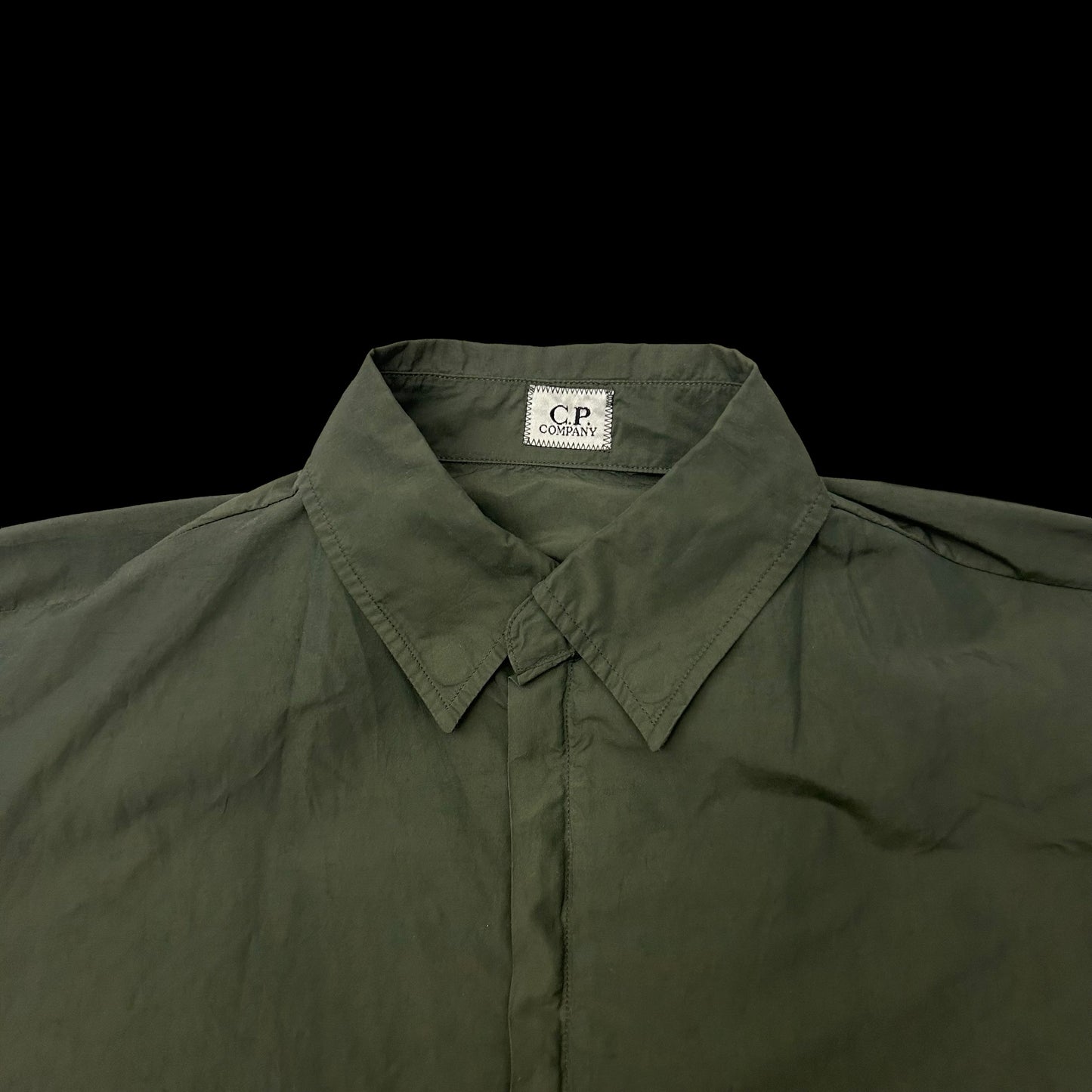 C.P. Company Ripstop Zip-Up Short Sleeve Shirt Khaki Green (Fits L)