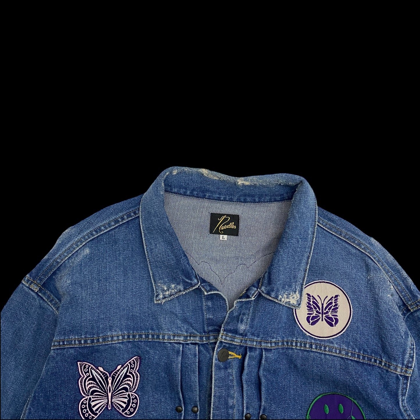 Needles Mixed-Patches Denim Jacket Indigo (Size L)