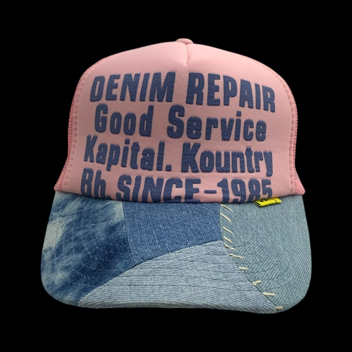 Kapital ‘Denim Repair Service' Denim Reconstruction Trucker Cap Pink/Blue