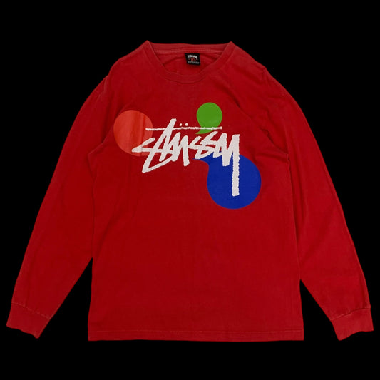 Stussy Vintage 00s Color Dot Longsleeve Red (Fits S-M)