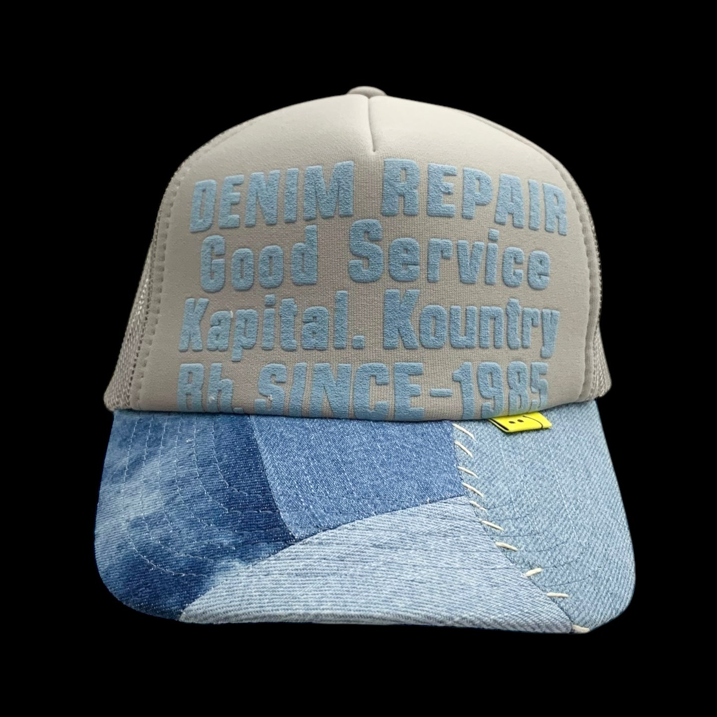 Kapital ‘Denim Repair Service’ Denim Reconstruction Trucker Cap Grey/Blue