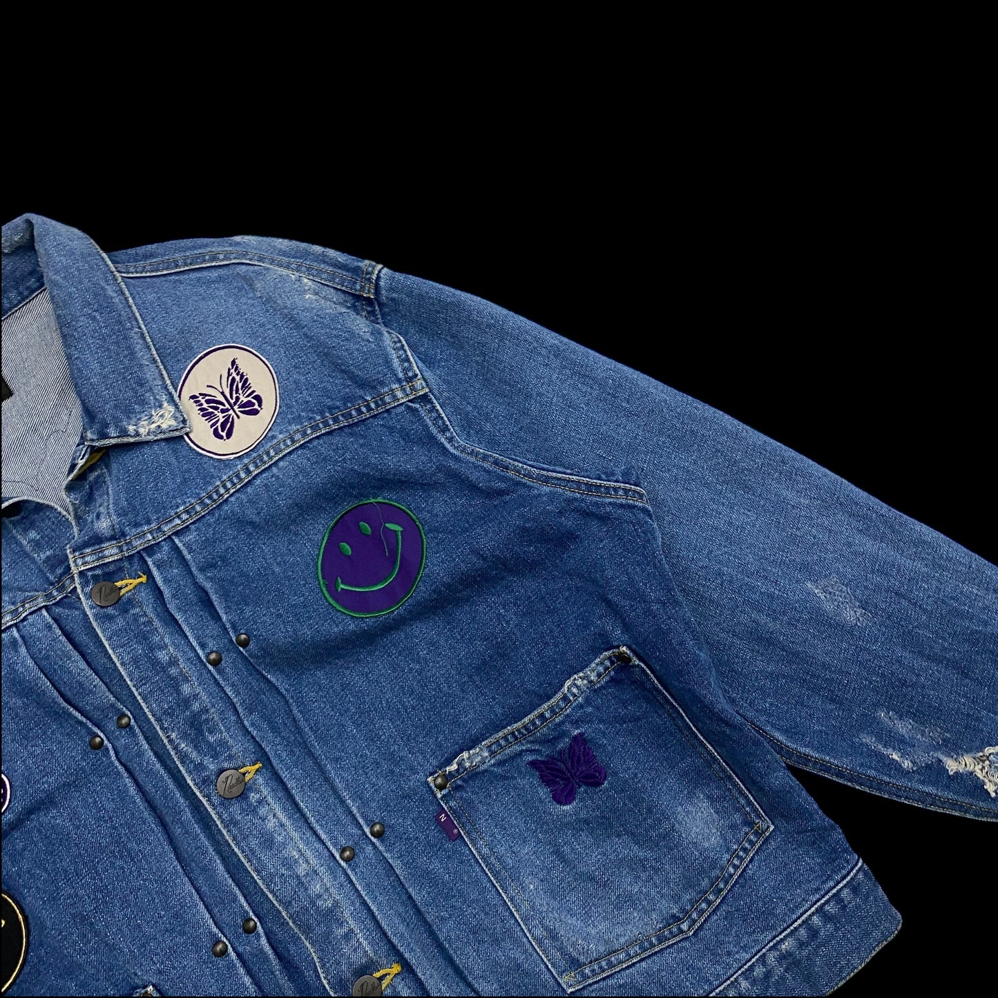 Needles Mixed-Patches Denim Jacket Indigo (Size L)