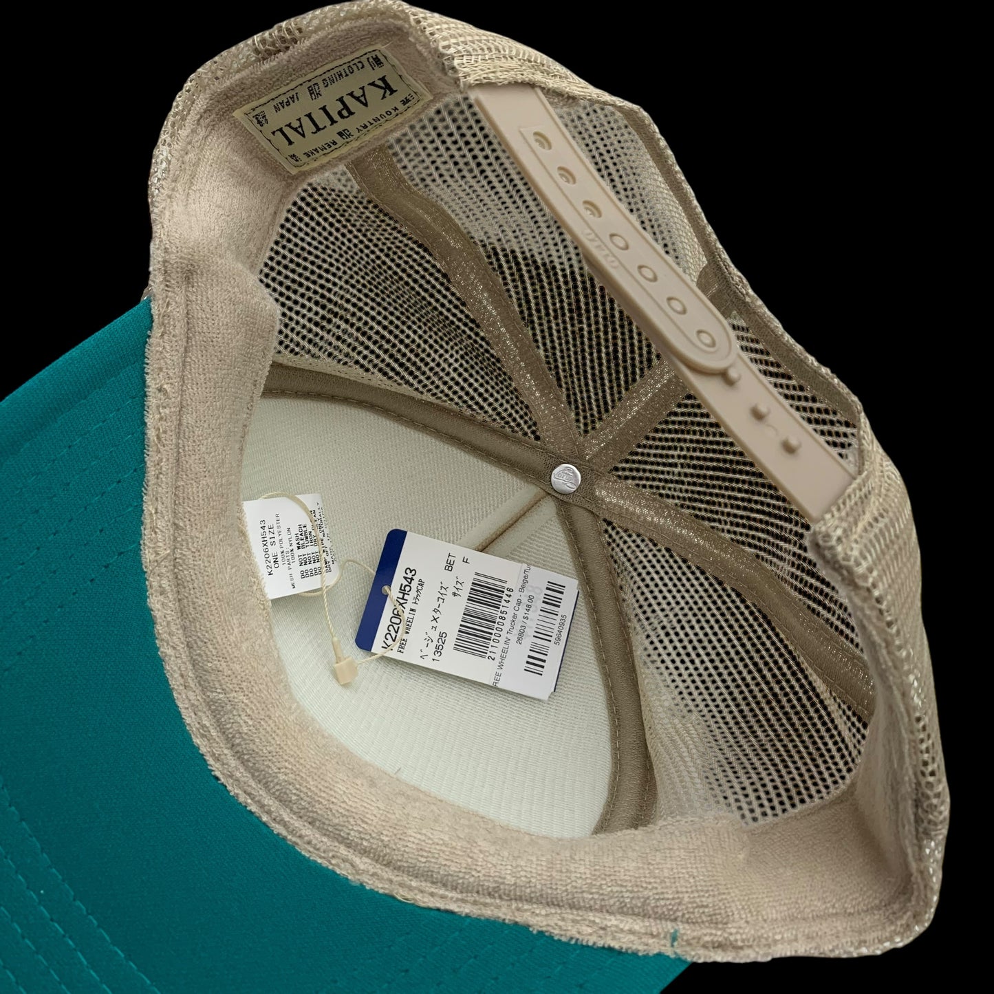 Kapital ‘Free Wheelin' Trucker Cap Beige/Turquoise