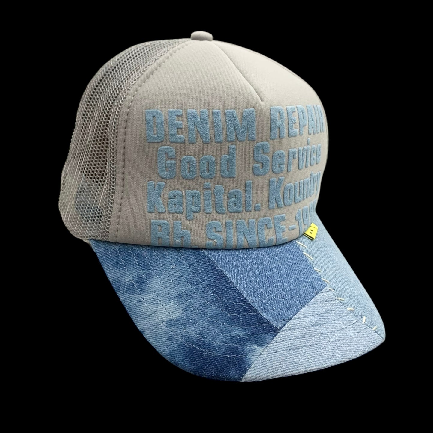 Kapital ‘Denim Repair Service’ Denim Reconstruction Trucker Cap Grey/Blue