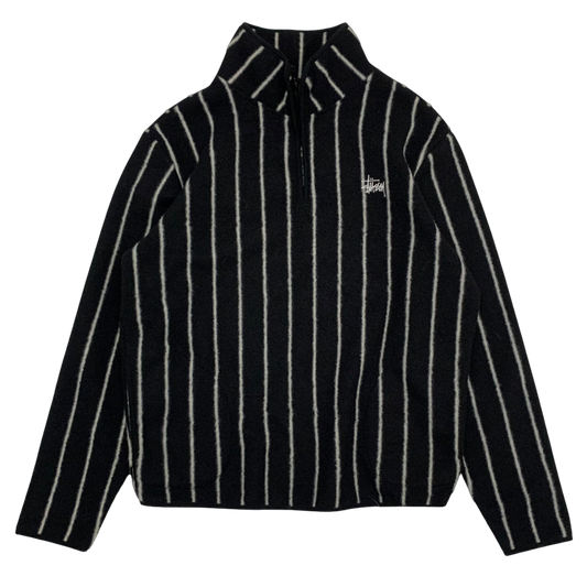 Stussy Striped Quarter-Zip Fleece Jumper (Fits S/M)