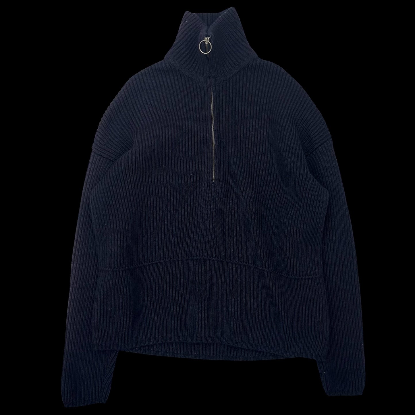 Acne Studios Neptune Ribbed Wool-Blend Half-Zip Sweater Navy (Size M)