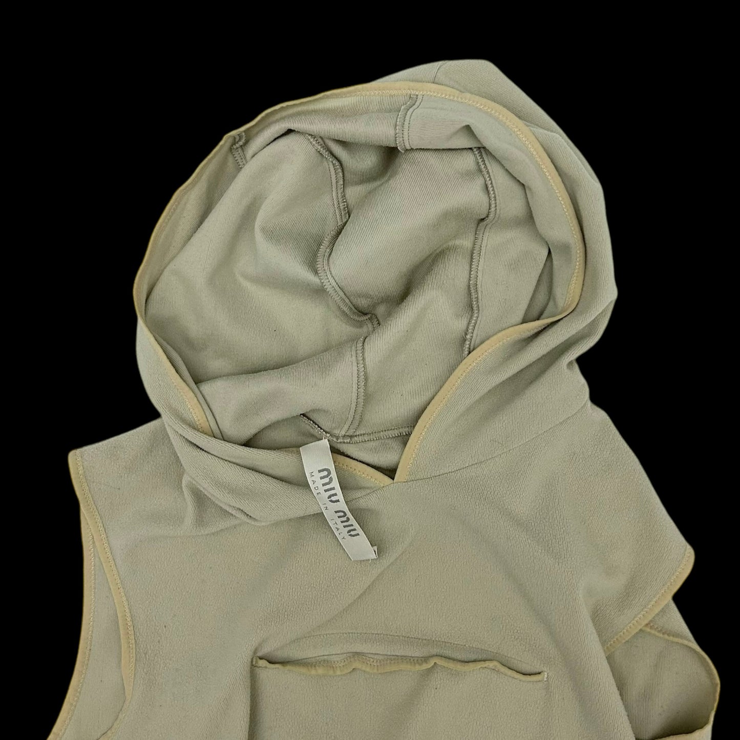 Vintage Miu Miu Hooded Sleeveless Top Beige (Size S Womens)