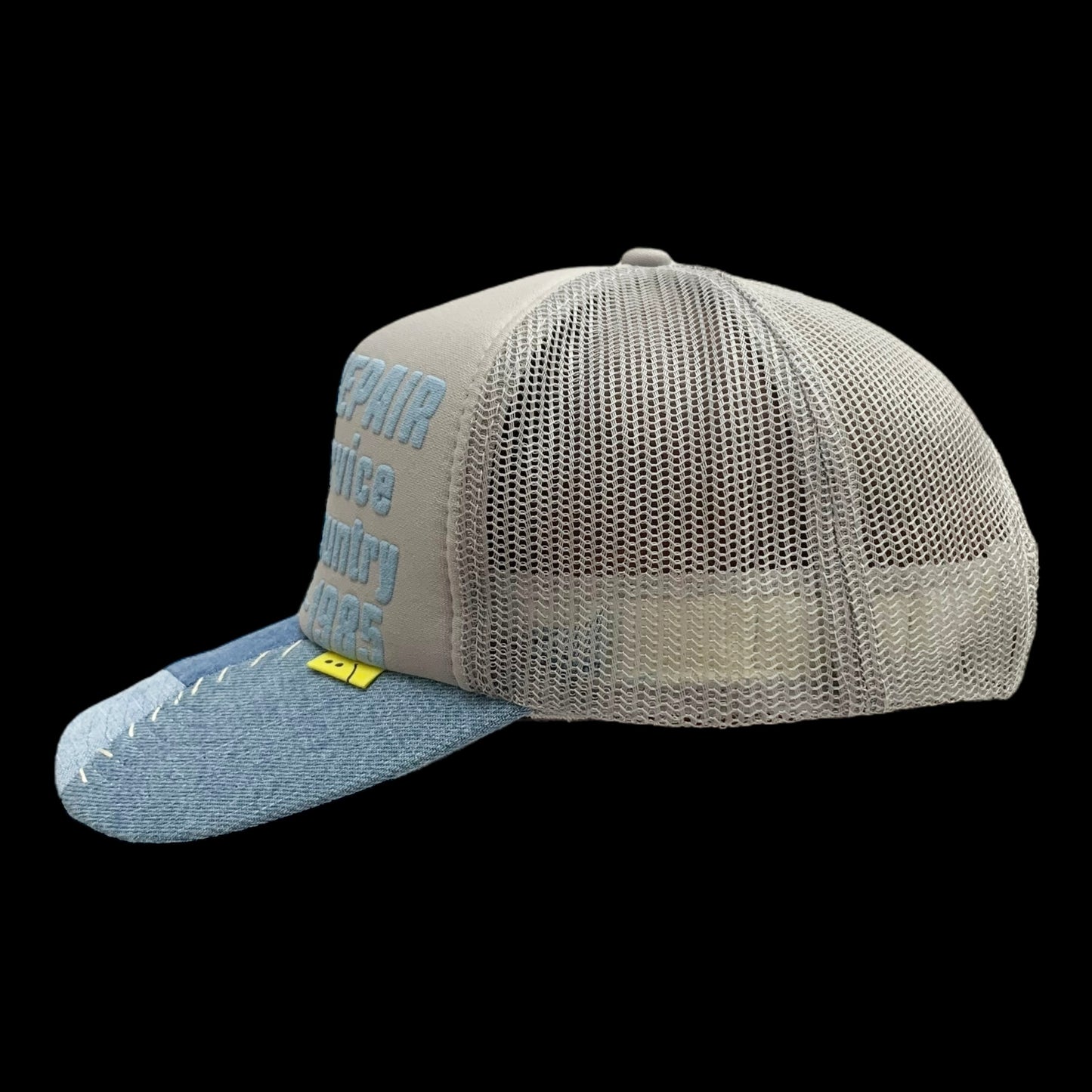 Kapital ‘Denim Repair Service’ Denim Reconstruction Trucker Cap Grey/Blue