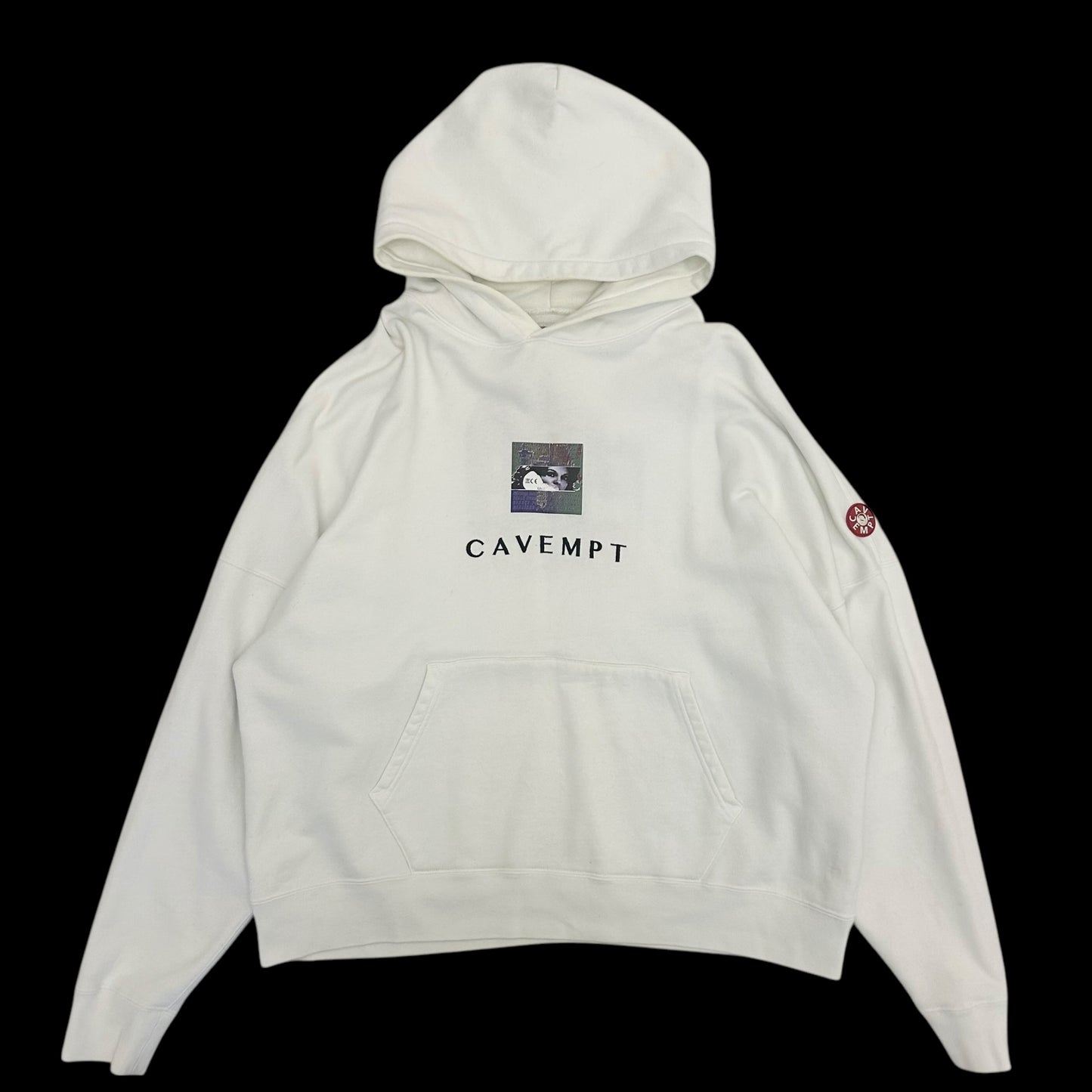 Cav Empt Embroided Logo Heavyweight Hoodie White (size XL)