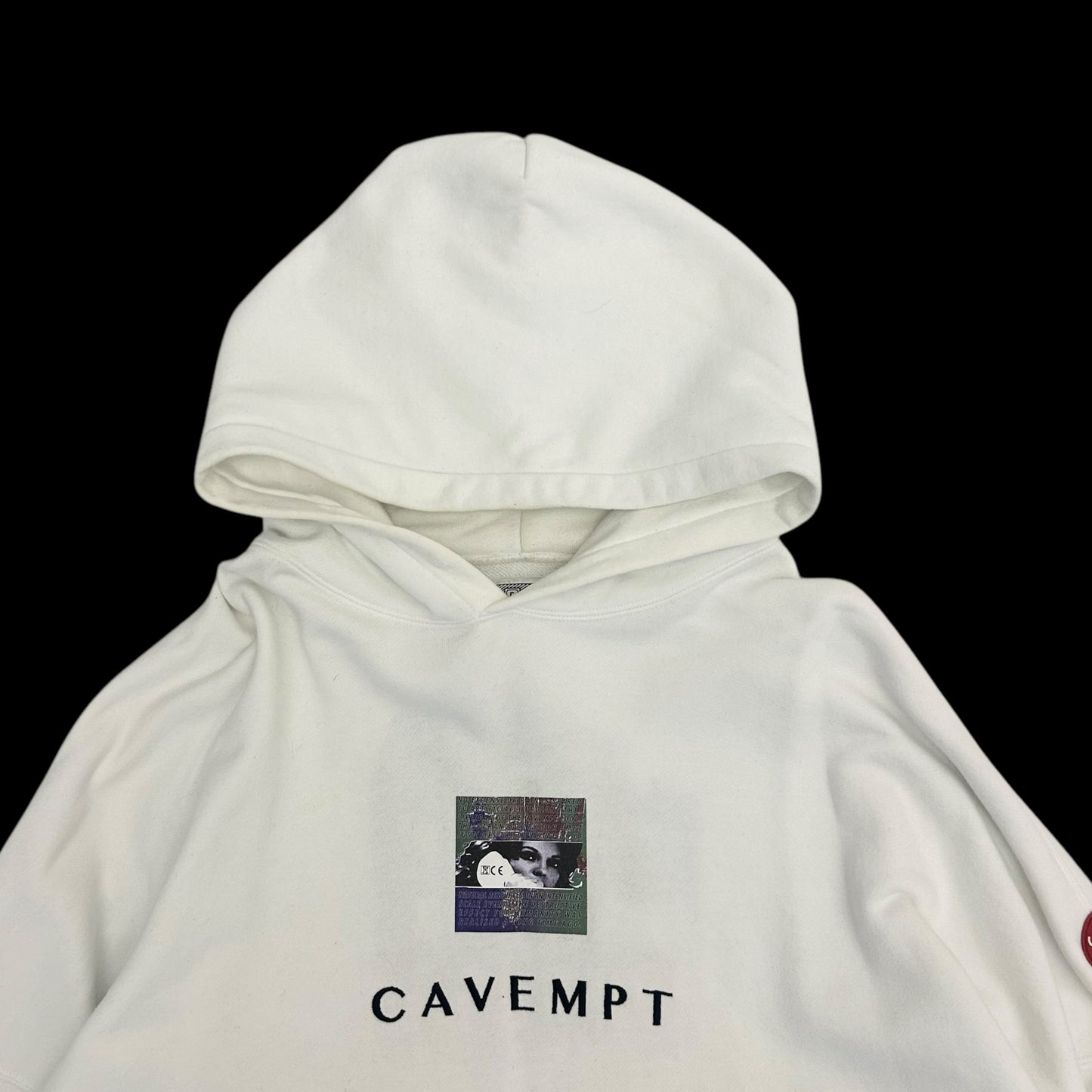 Cav Empt Embroided Logo Heavyweight Hoodie White (size XL)