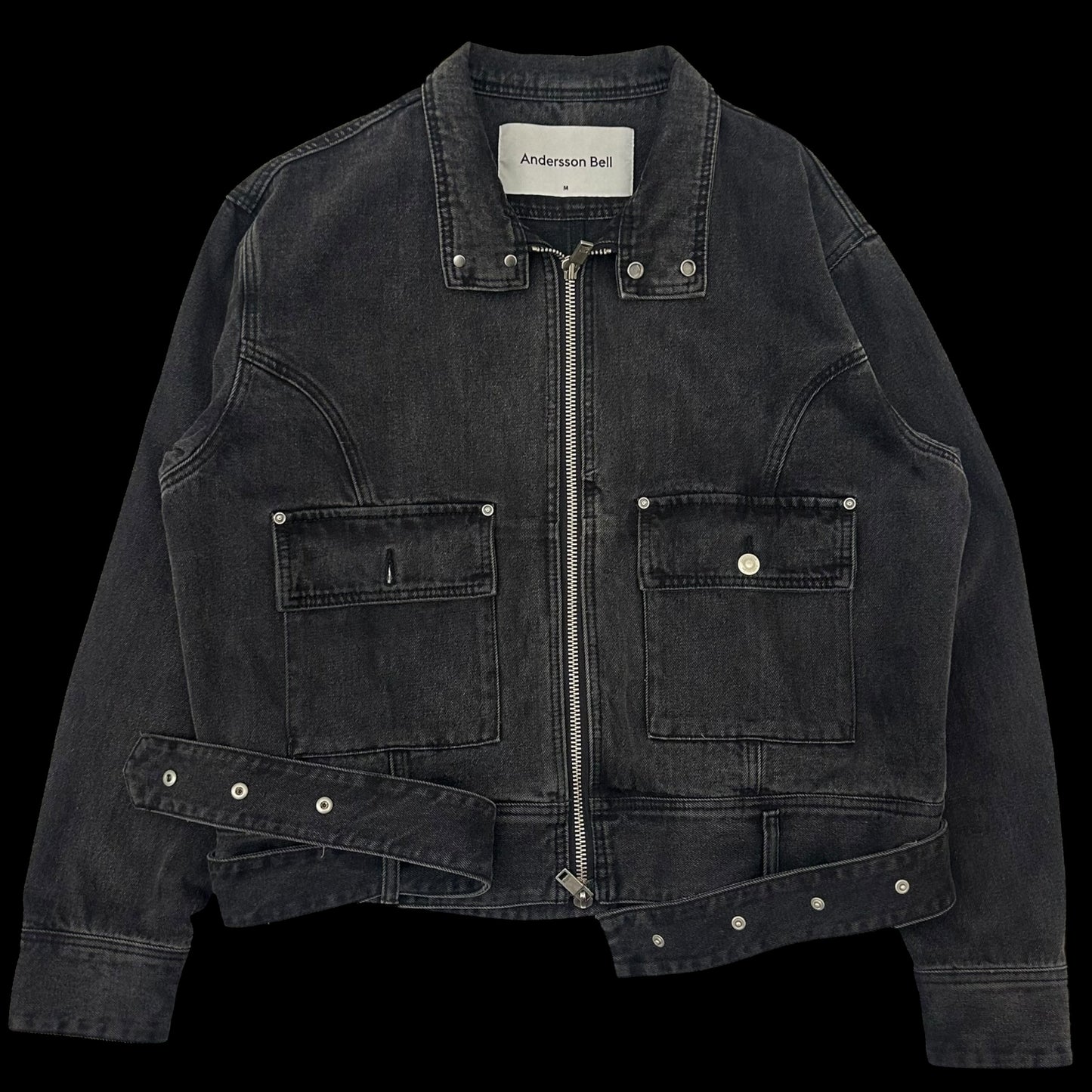 Andersson Bell Denim Mullens Biker Jacket Black (Fits M-L)