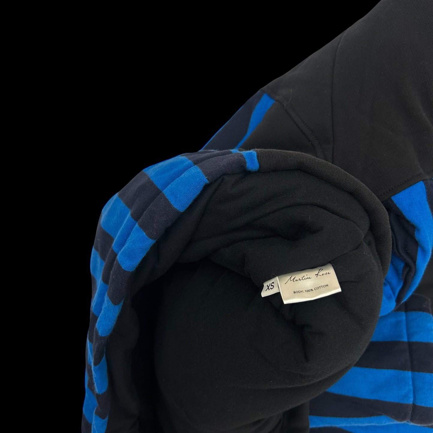 SS19 Martine Rose Split Wadded Hoodie Black / Blue (Fits M)