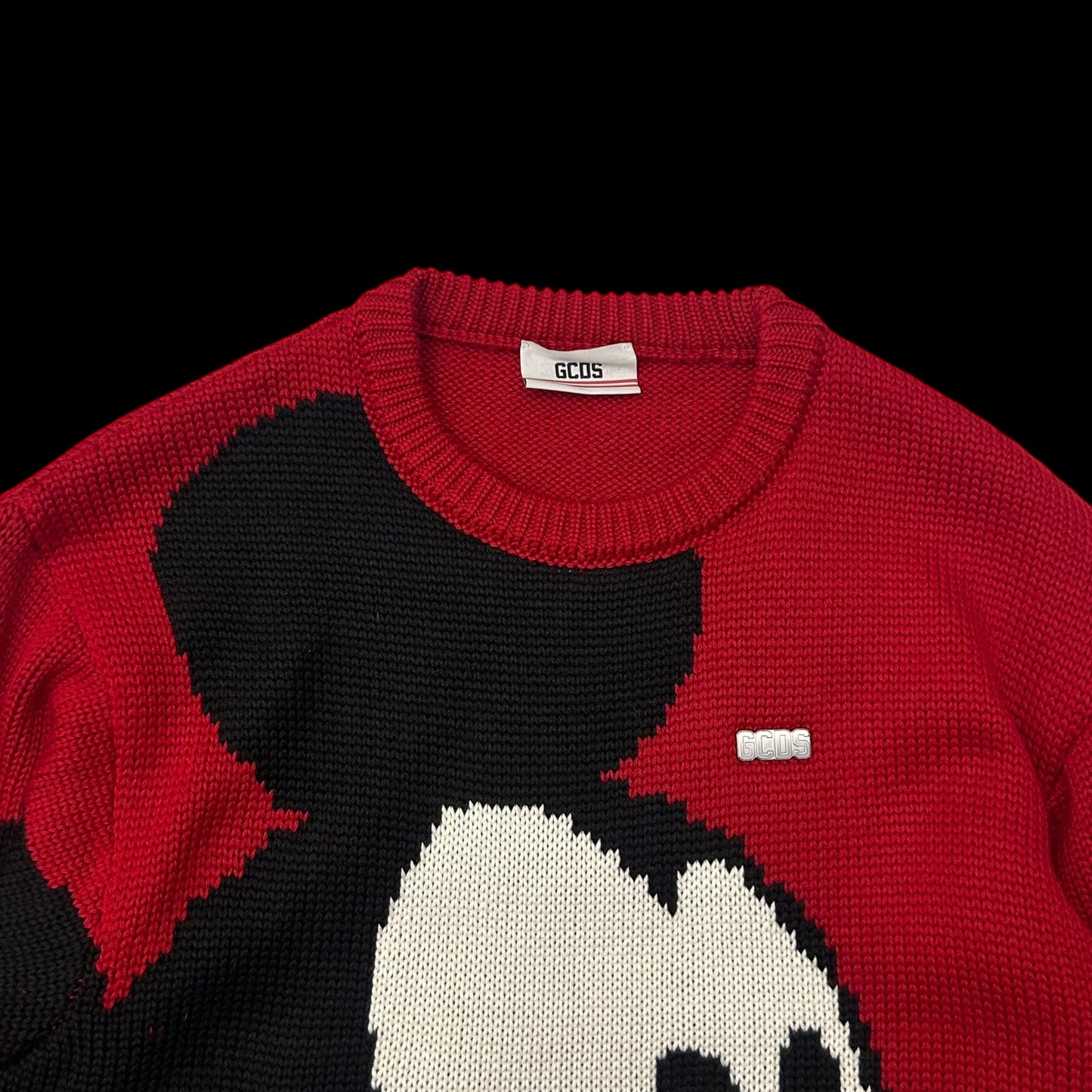 GCDS x Mickey Mouse Wool Blend Knit Sweater Red (Fits M-L Women)