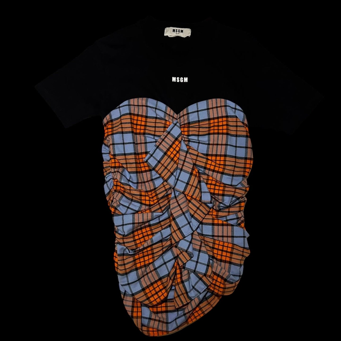 MSGM Tartan-Bustier Layered T-Shirt (Size M Womens)