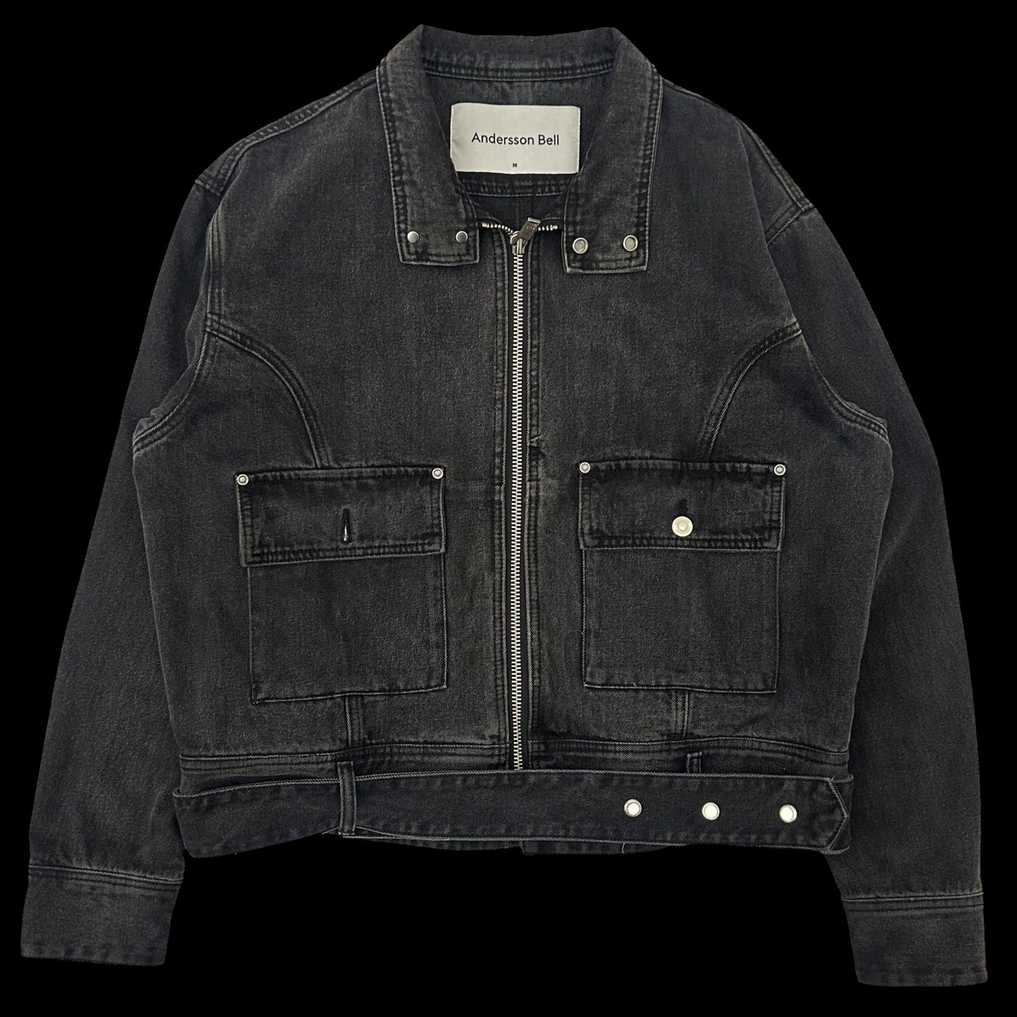 Andersson Bell Denim Mullens Biker Jacket Black (Fits M-L)