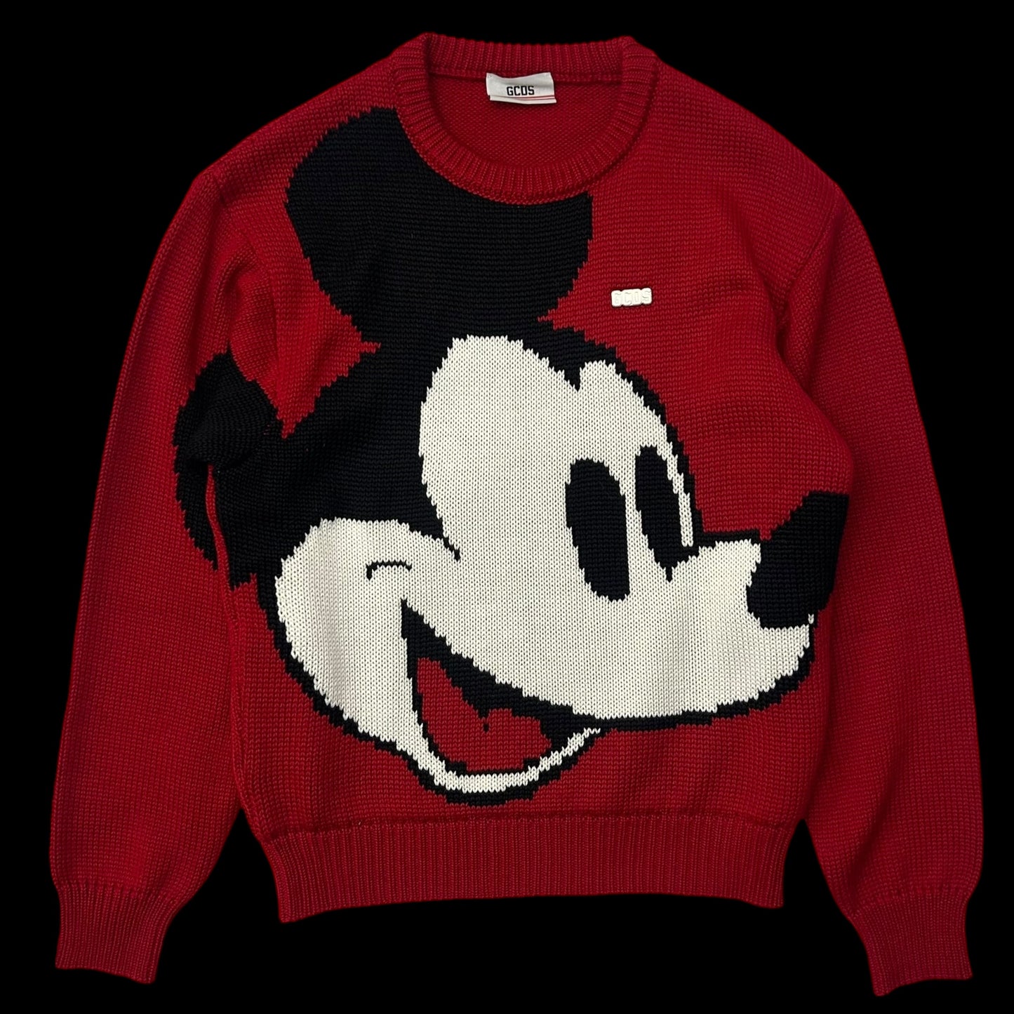 GCDS x Mickey Mouse Wool Blend Knit Sweater Red (Fits M-L Women)