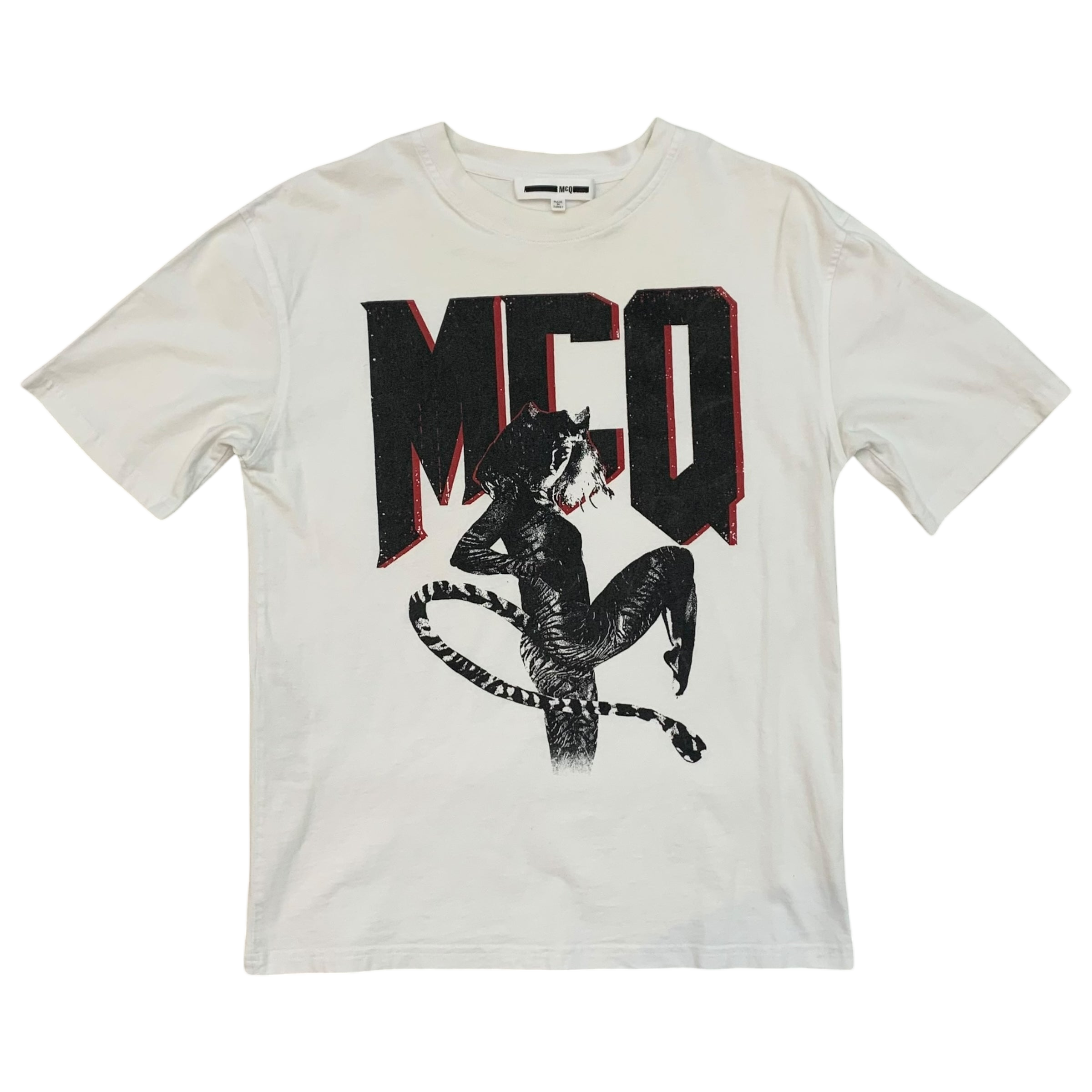 McQ Alexander McQueen ‘Psycho Billy’ Boyfriend T-Shirt Optic White (Fits S-M womens)