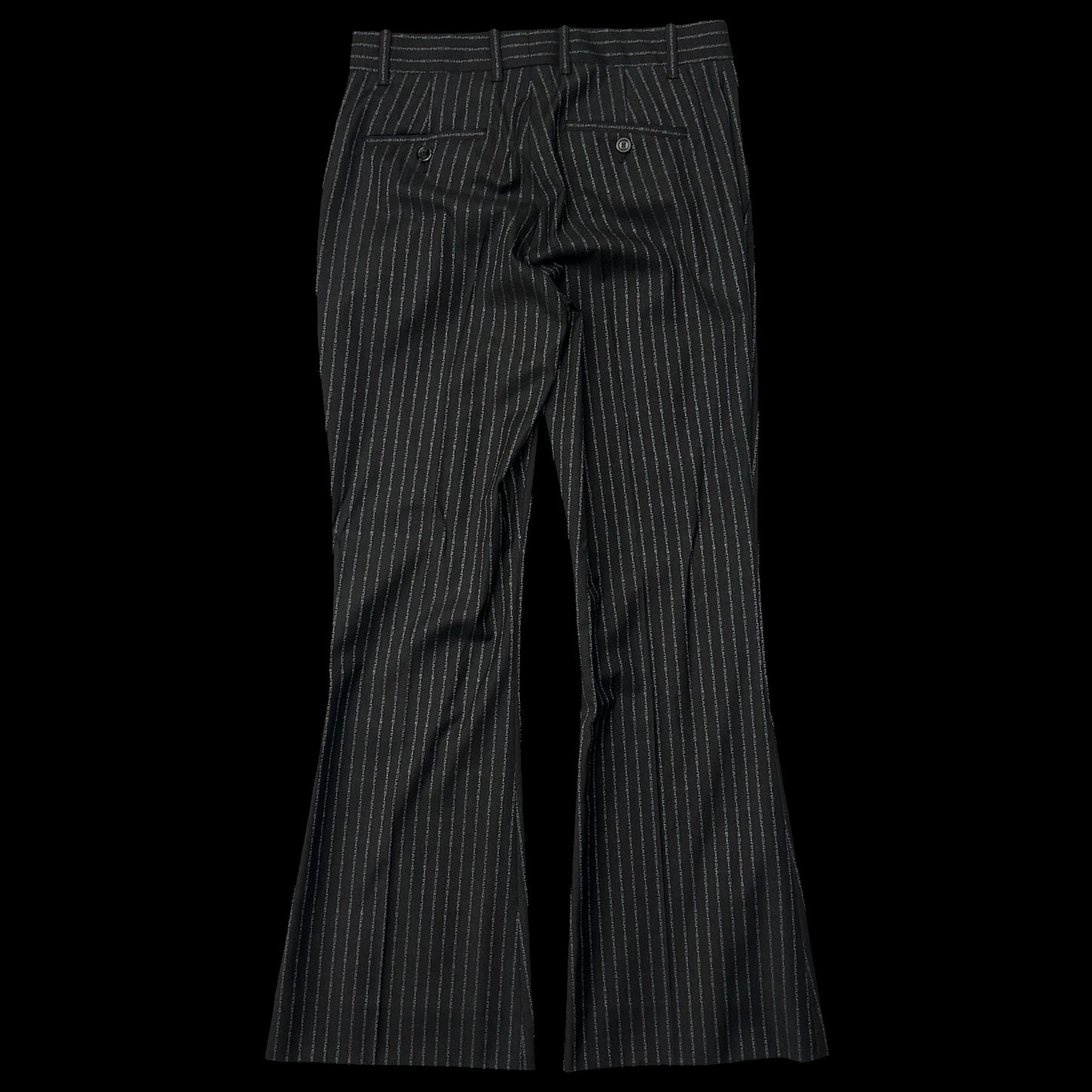 Gucci Logo Pinstriped Boot Cut Wool Pants Grey / Black (Fits 29”)