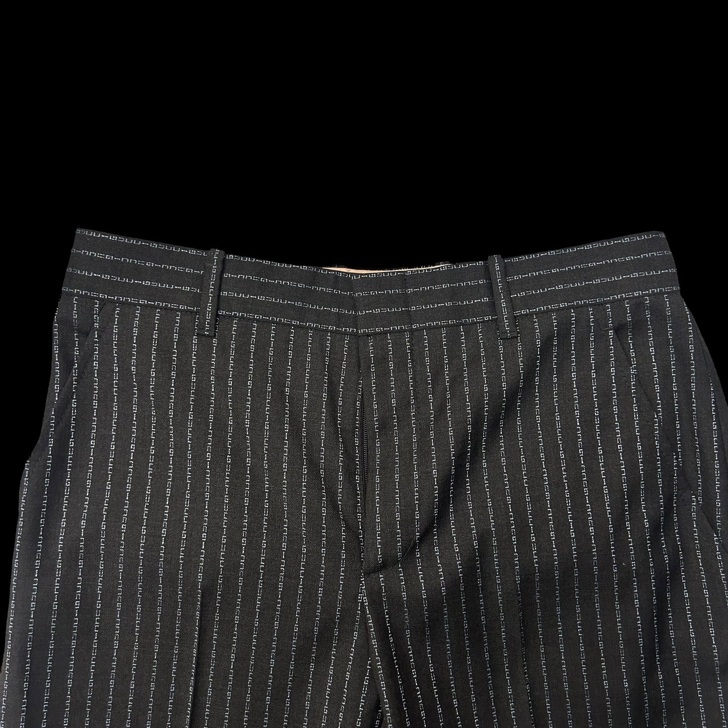 Gucci Logo Pinstriped Boot Cut Wool Pants Grey / Black (Fits 29”)