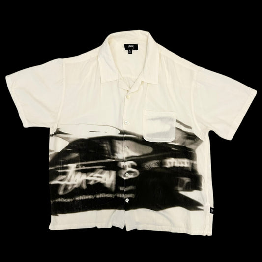 Stussy Speedway Short-Sleeve Button-Up Shirt Off-White (Fits M-L)