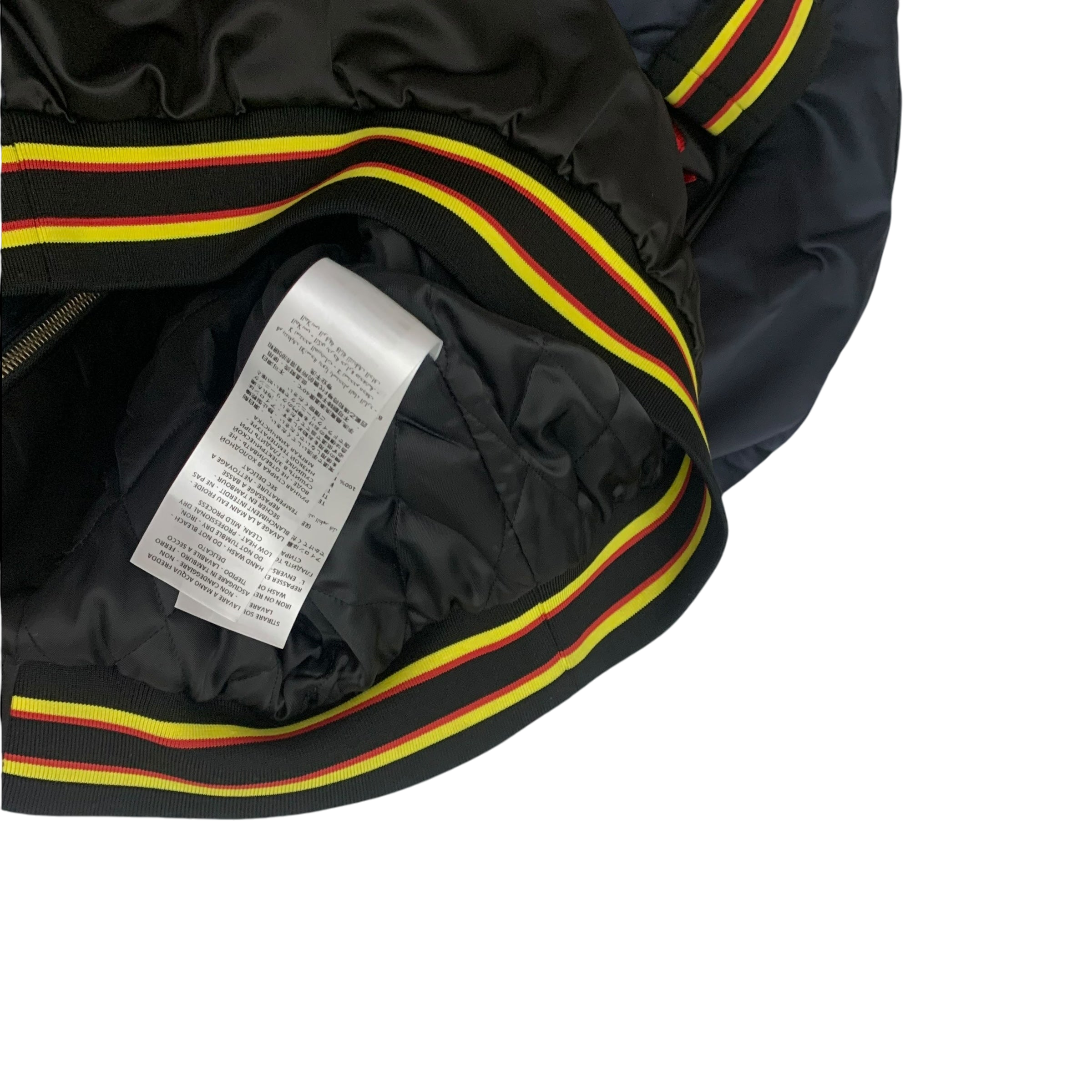 Alexander McQueen Motor City Two Tone Silk Blend Quilted Bomber Jacket Black/Navy (Fits M-L)