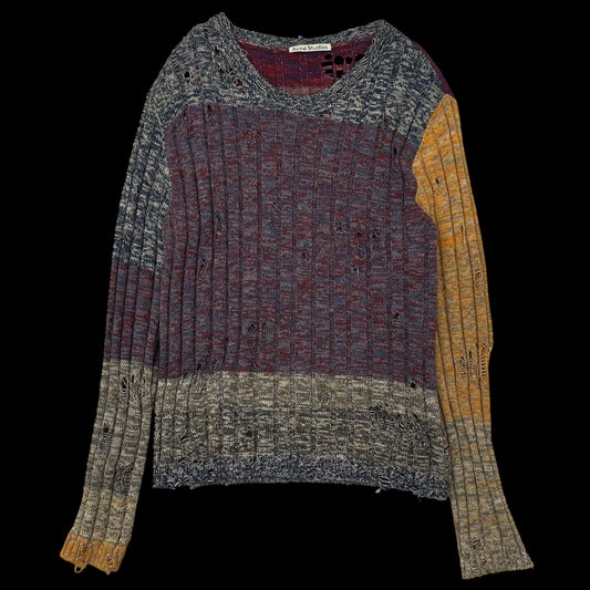 Acne Studios Karlos Distressed Melange Knit Sweater (Fits L-XL)