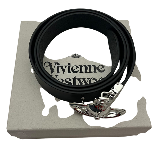 Vivienne Westwood Orb Palladium Buckle Leather Belt