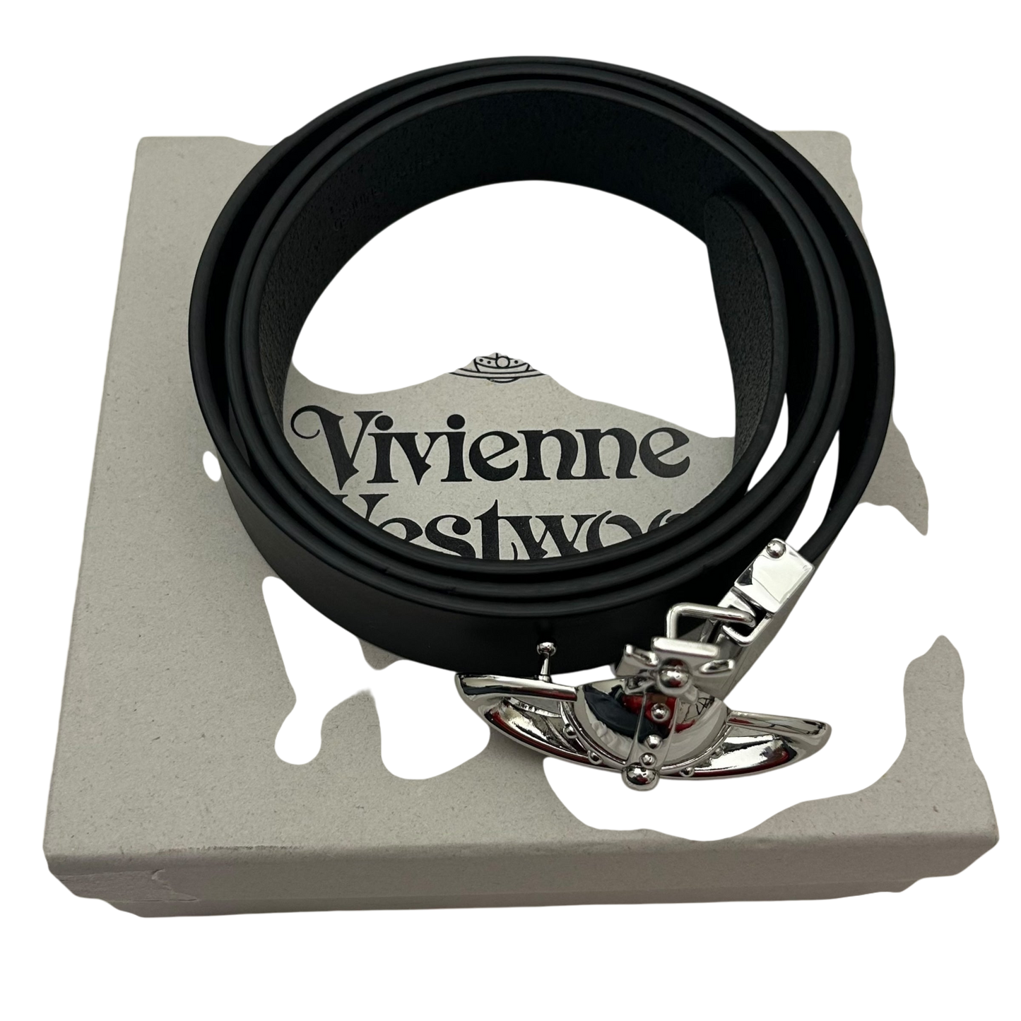 Vivienne Westwood Orb Palladium Buckle Leather Belt