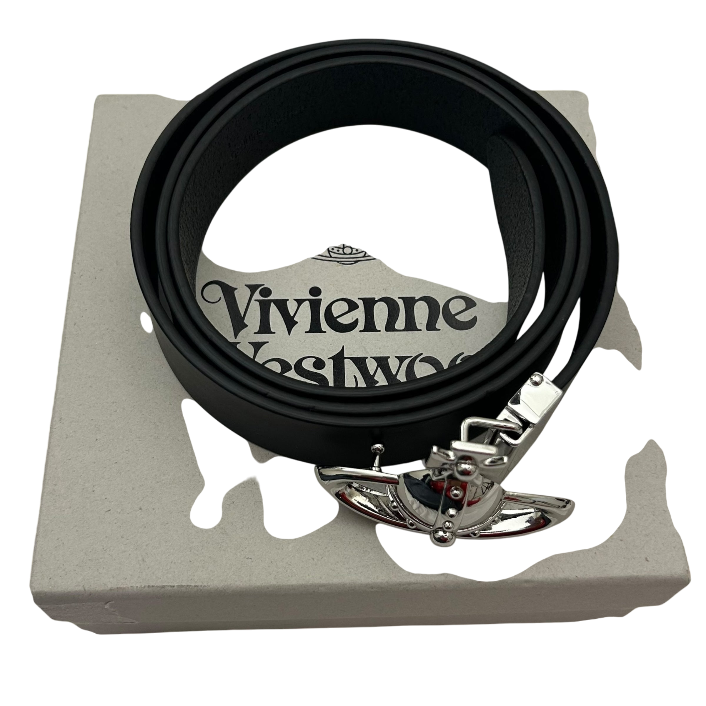 Vivienne Westwood Orb Palladium Buckle Leather Belt